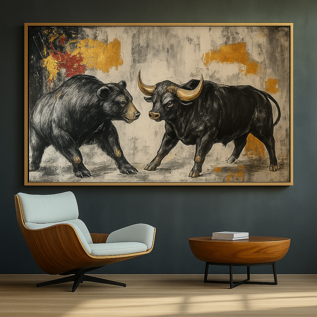bull and bear wall painting