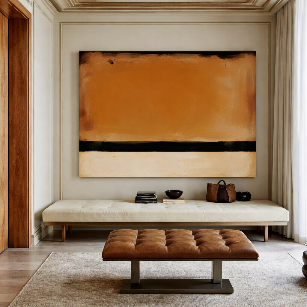 Orange Black Abstract Original Painting