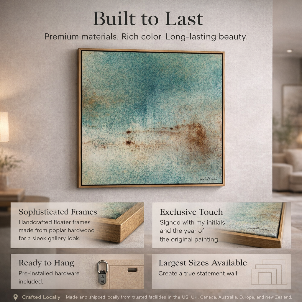 Teal Beige Abstract Wall Art Original Painting