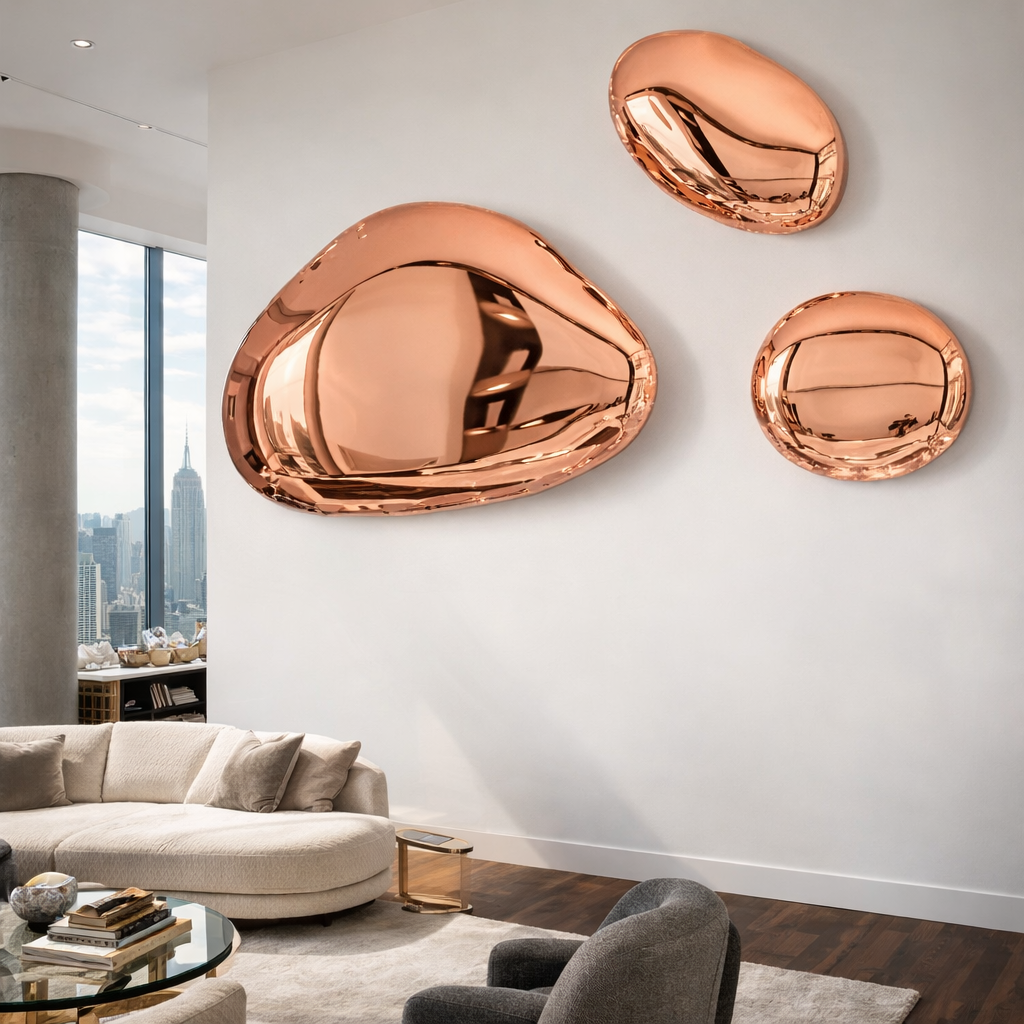 Modern 3D Metal Wall Art Sculpture in Stainless Steel