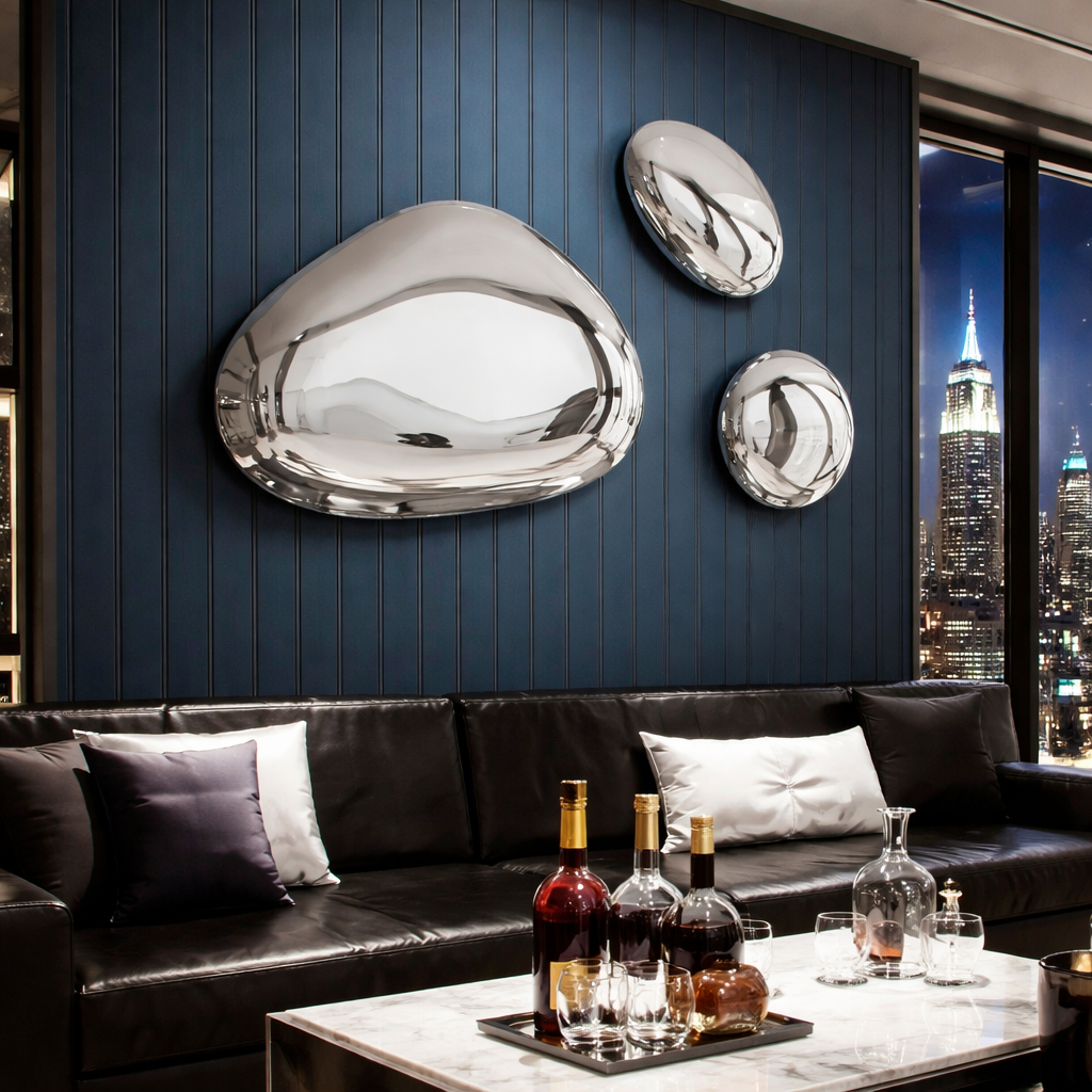 Modern 3D Metal Wall Art Sculpture in Stainless Steel