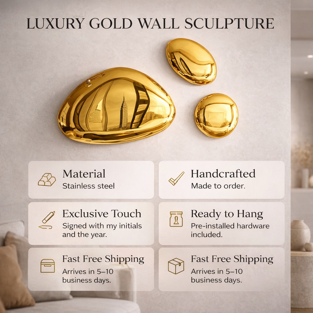 Modern 3D Metal Wall Art Sculpture in Stainless Steel