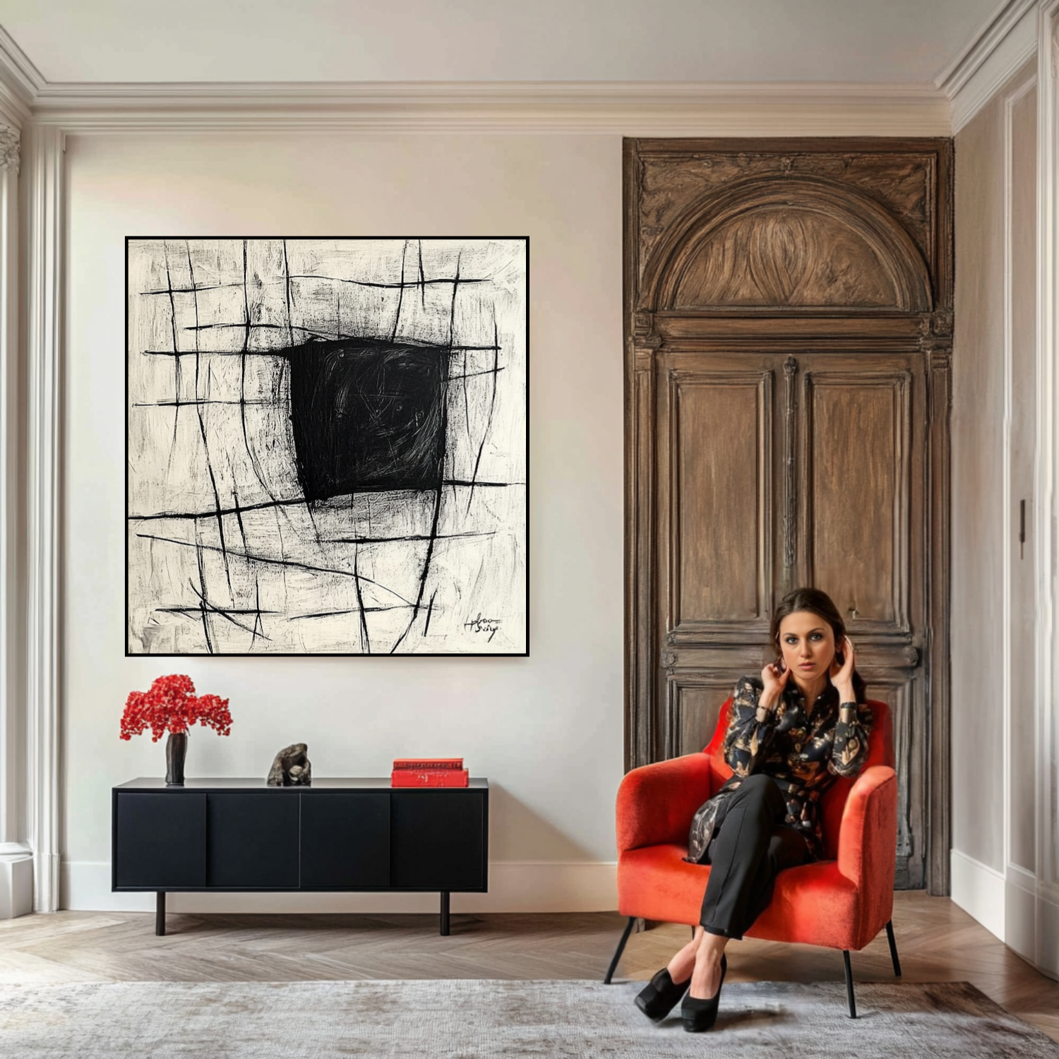 Canvas Print : Monochrome Void - Monochrome Wall Art for Living Room-Chiara Rossetti