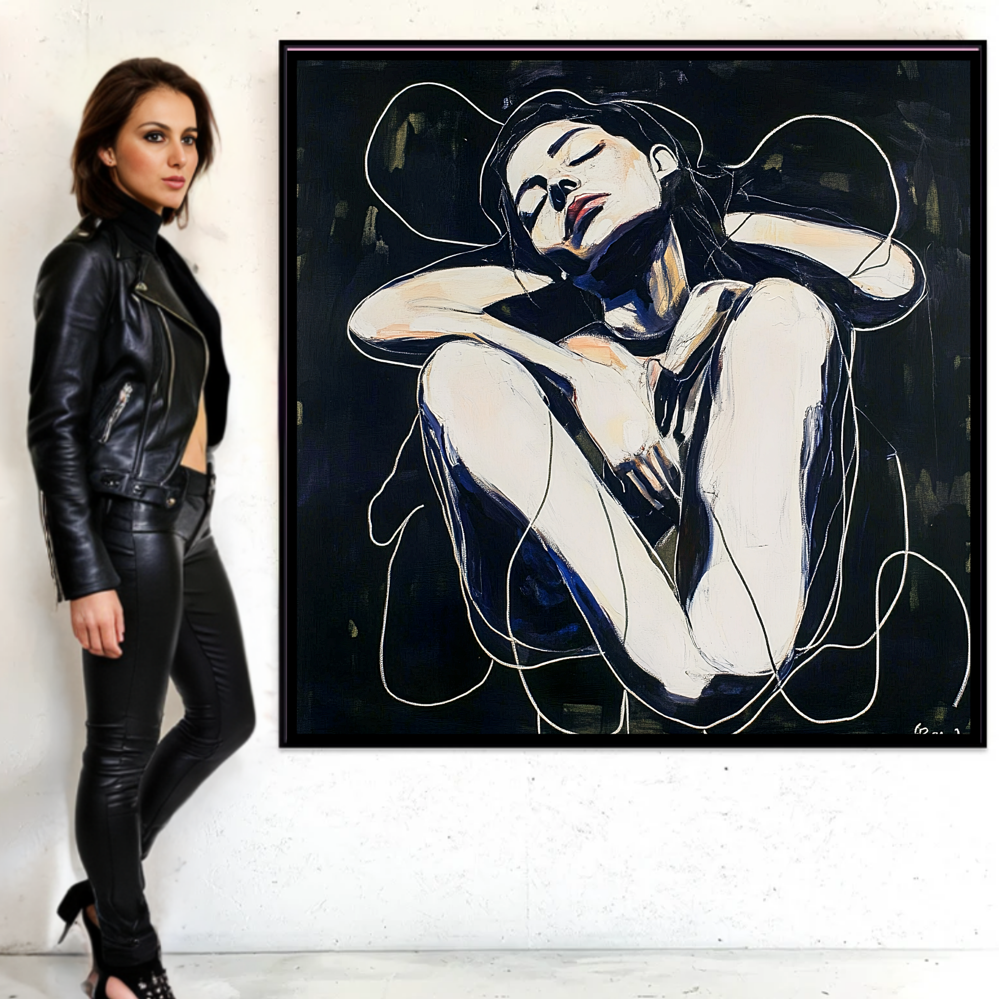 Canvas Print - Serenity in Shadows – Expressive Female Figure Canvas Art-Chiara Rossetti