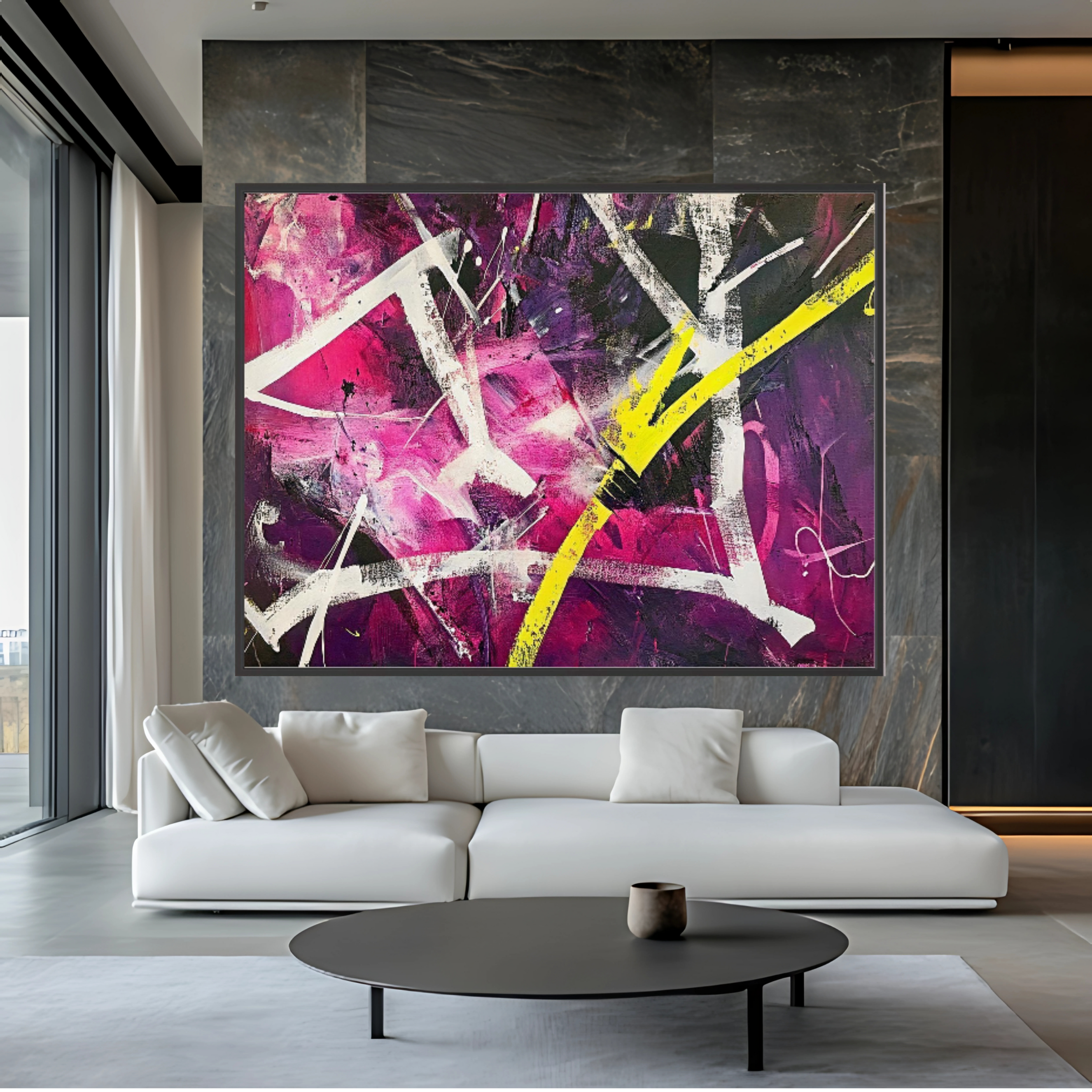 Canvas Print: "Electric Chaos Burst" - Modern Abstract Expressionist Wall Art - Chiara Rossetti