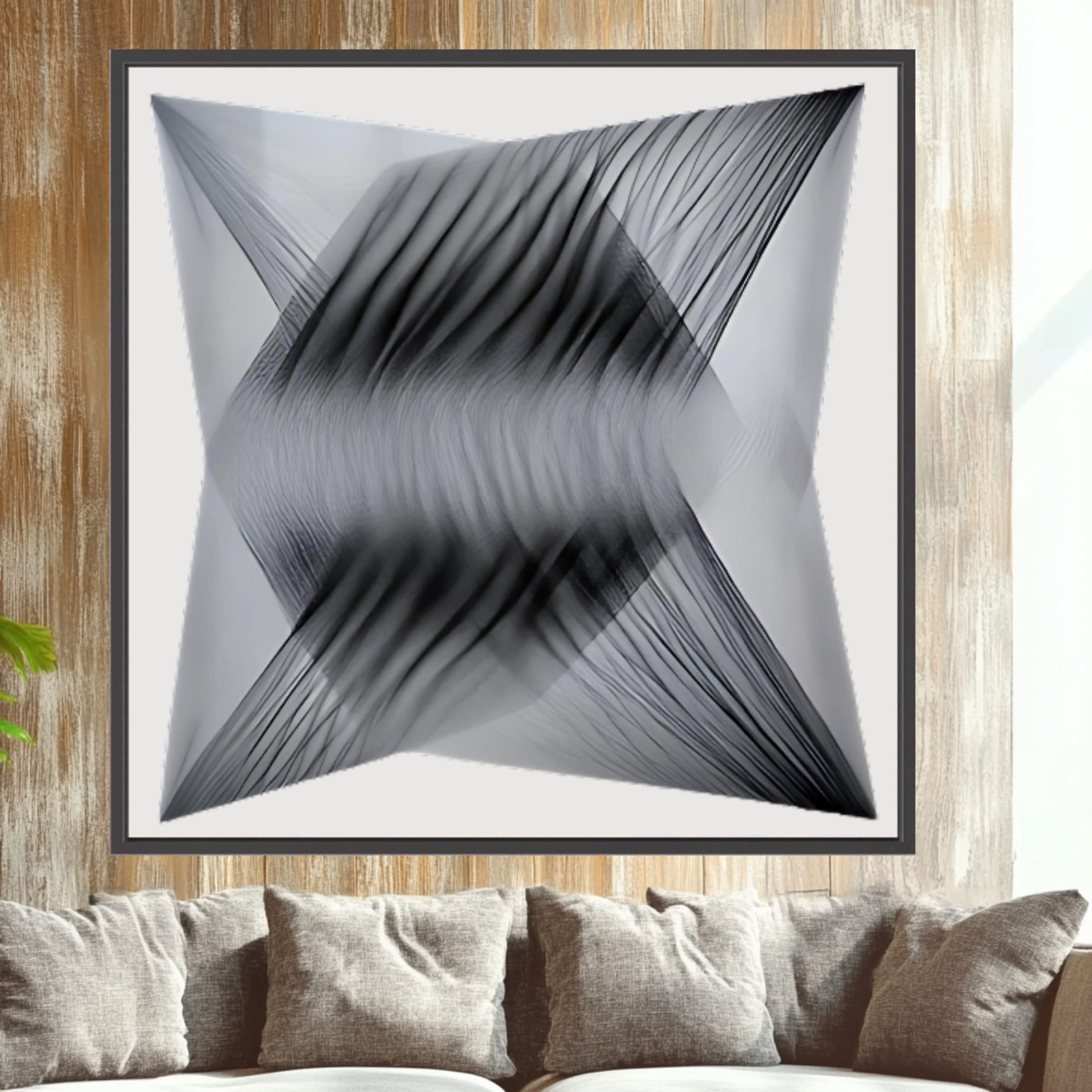 Canvas Print: "Dimensional Flow" - Abstract Monochrome Wall Art - Chiara Rossetti