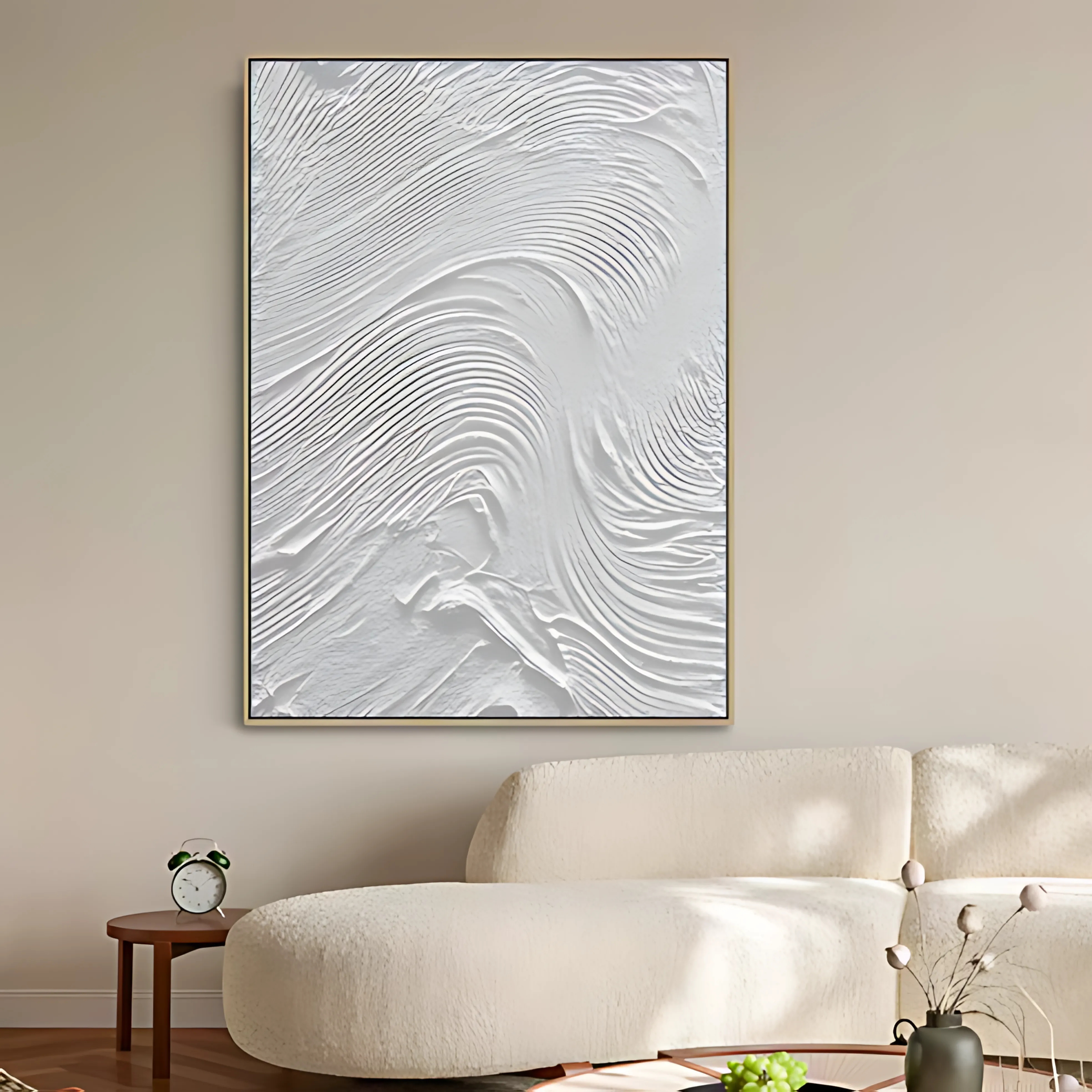 Original Painting : Textured White Canvas Art - Minimalist Elegance - Chiara Rossetti