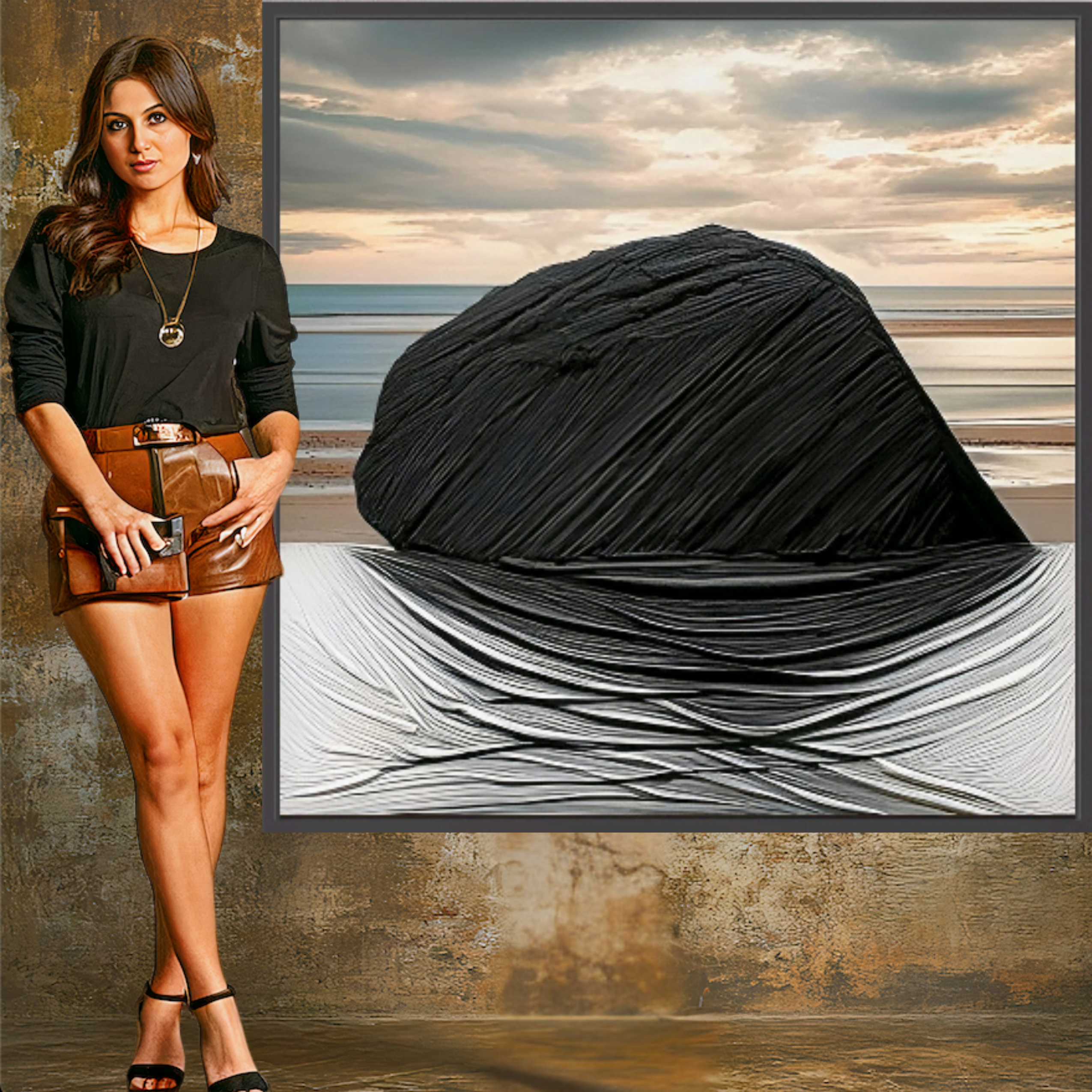 Canvas Print: Black on Sand - Large Canvas Prints Wall Art