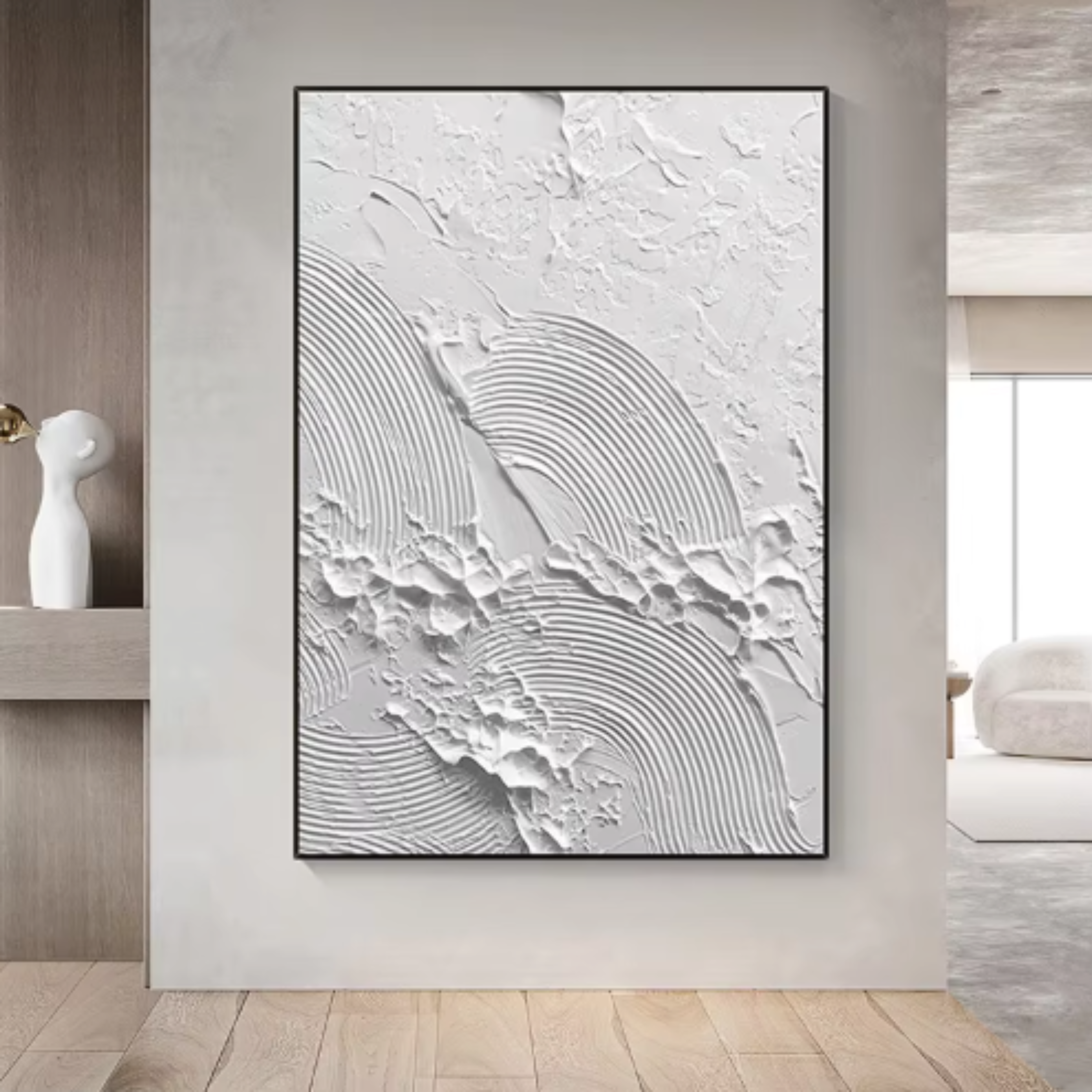 Original Painting : Textured White Canvas Art - Minimalist Elegance - Chiara Rossetti