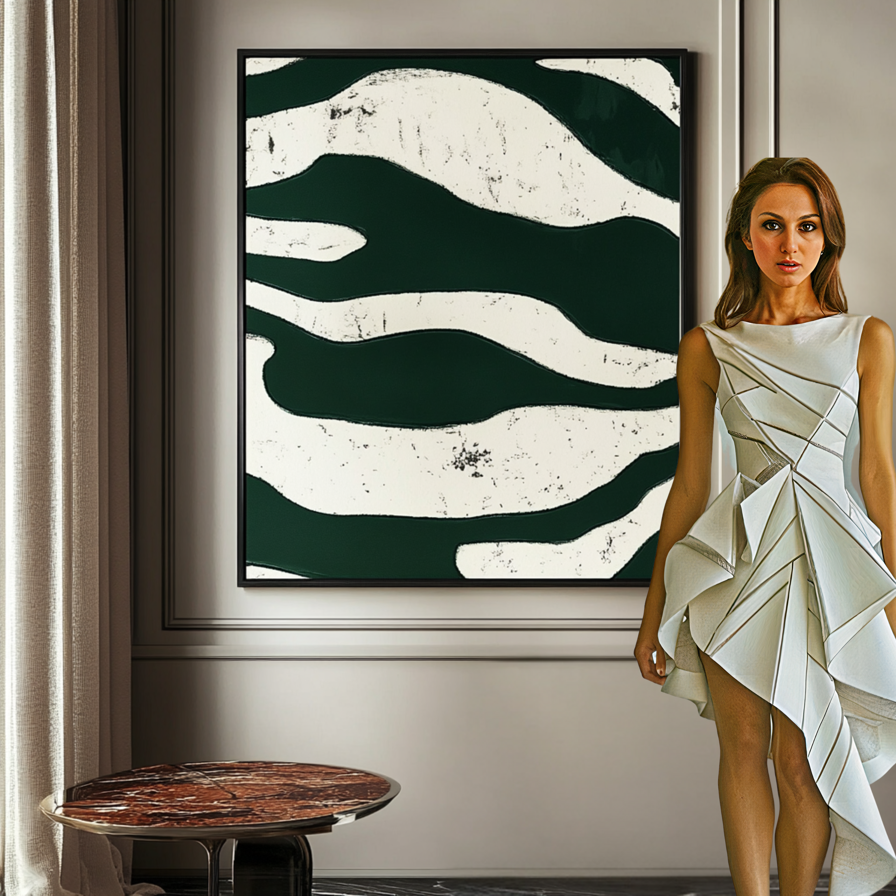 Original Painting : "Emerald Serenity" - Emerald Painting - Chiara Rossetti