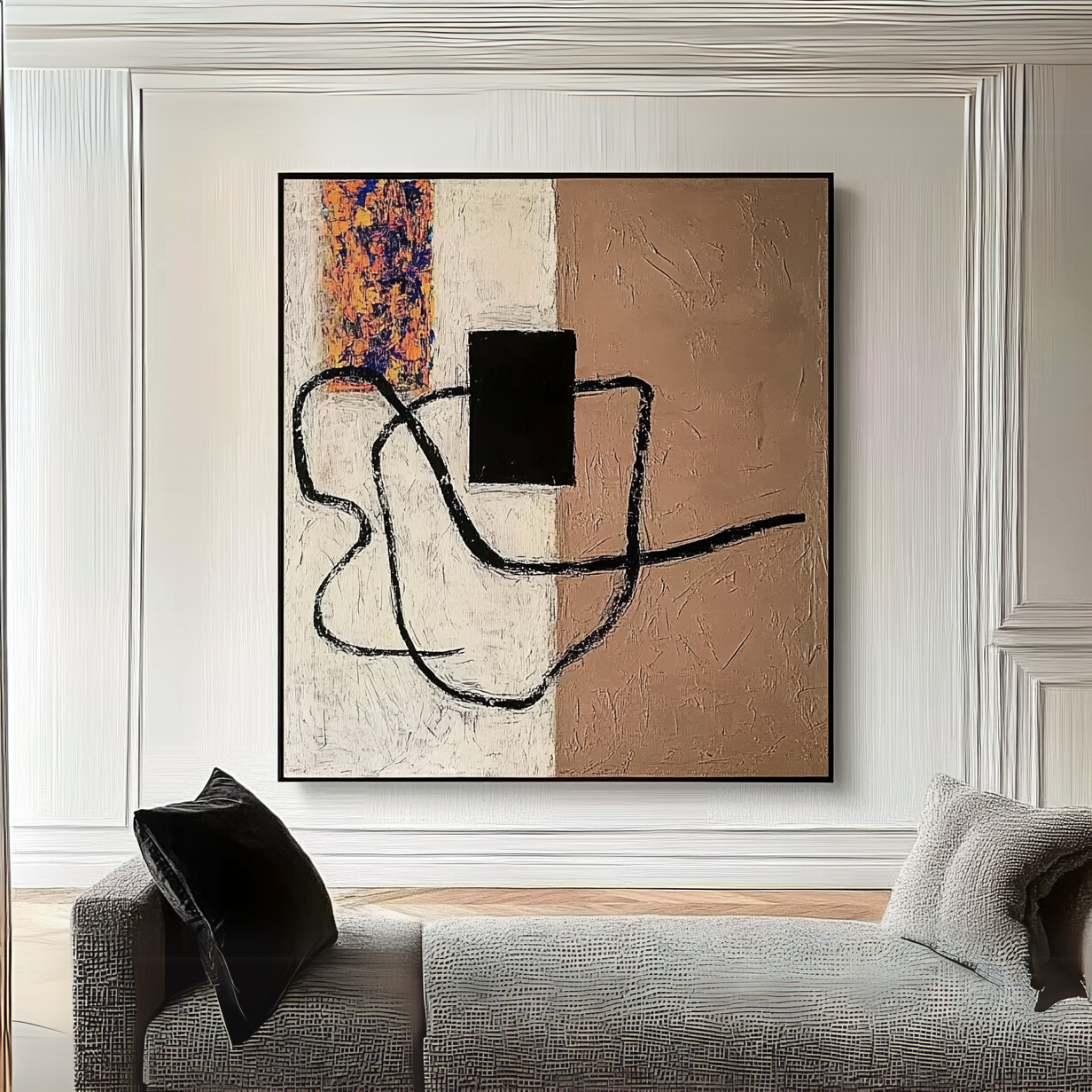 Original Painting : Abstract Minimalist Canvas Art - Earthy and Bold Line Design - Chiara Rossetti