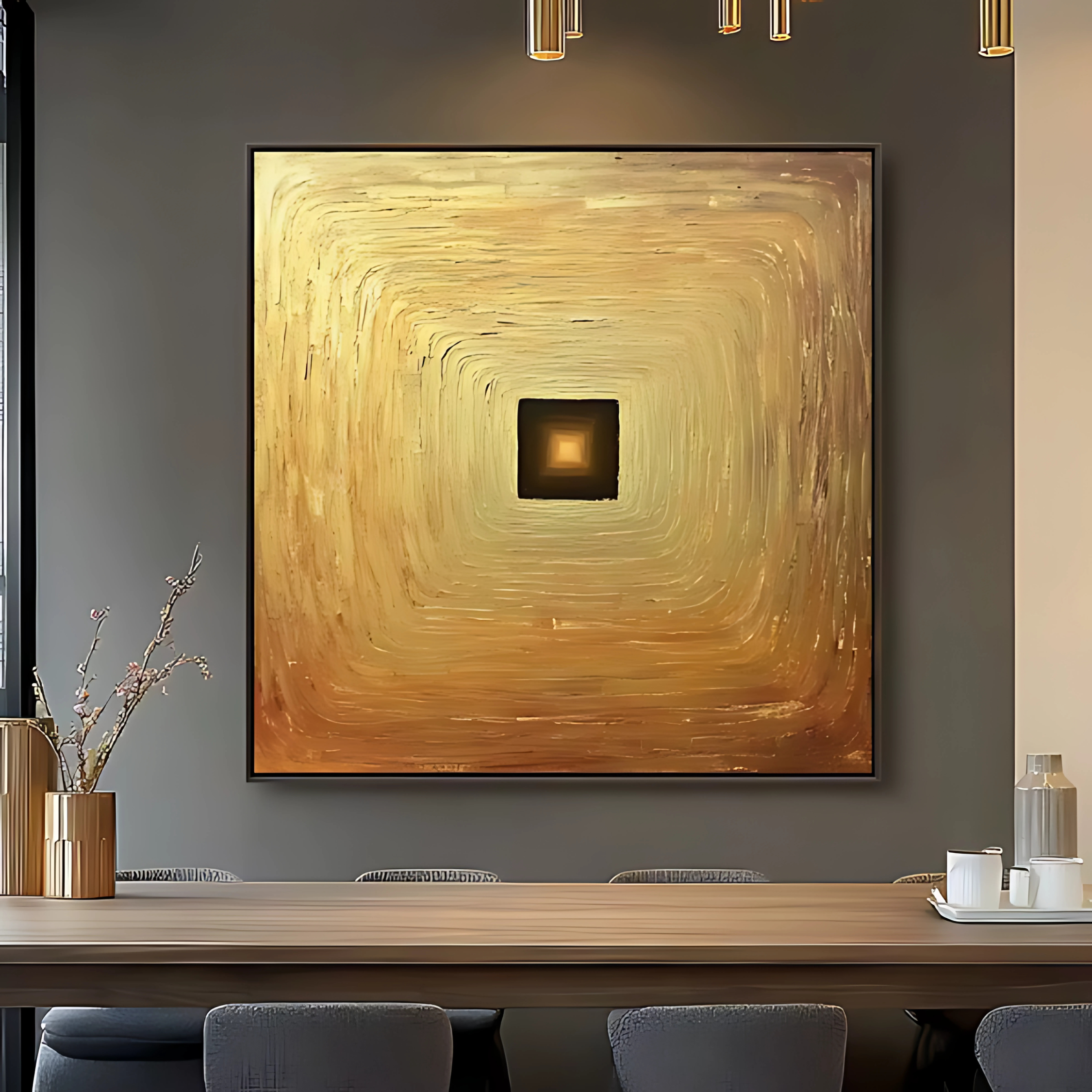 Original Painting : Gold Circle - Gold Painting on Canvas