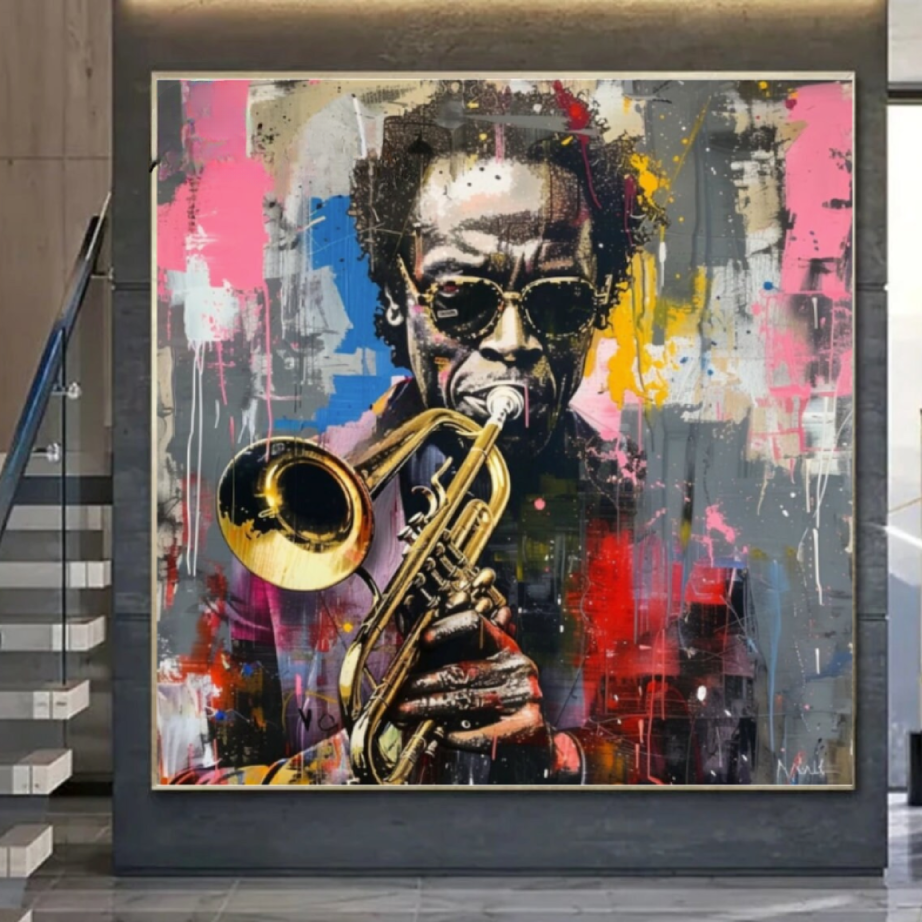 Original Painting : Miles Davis Painting – Bold Jazz-Inspired Street Art