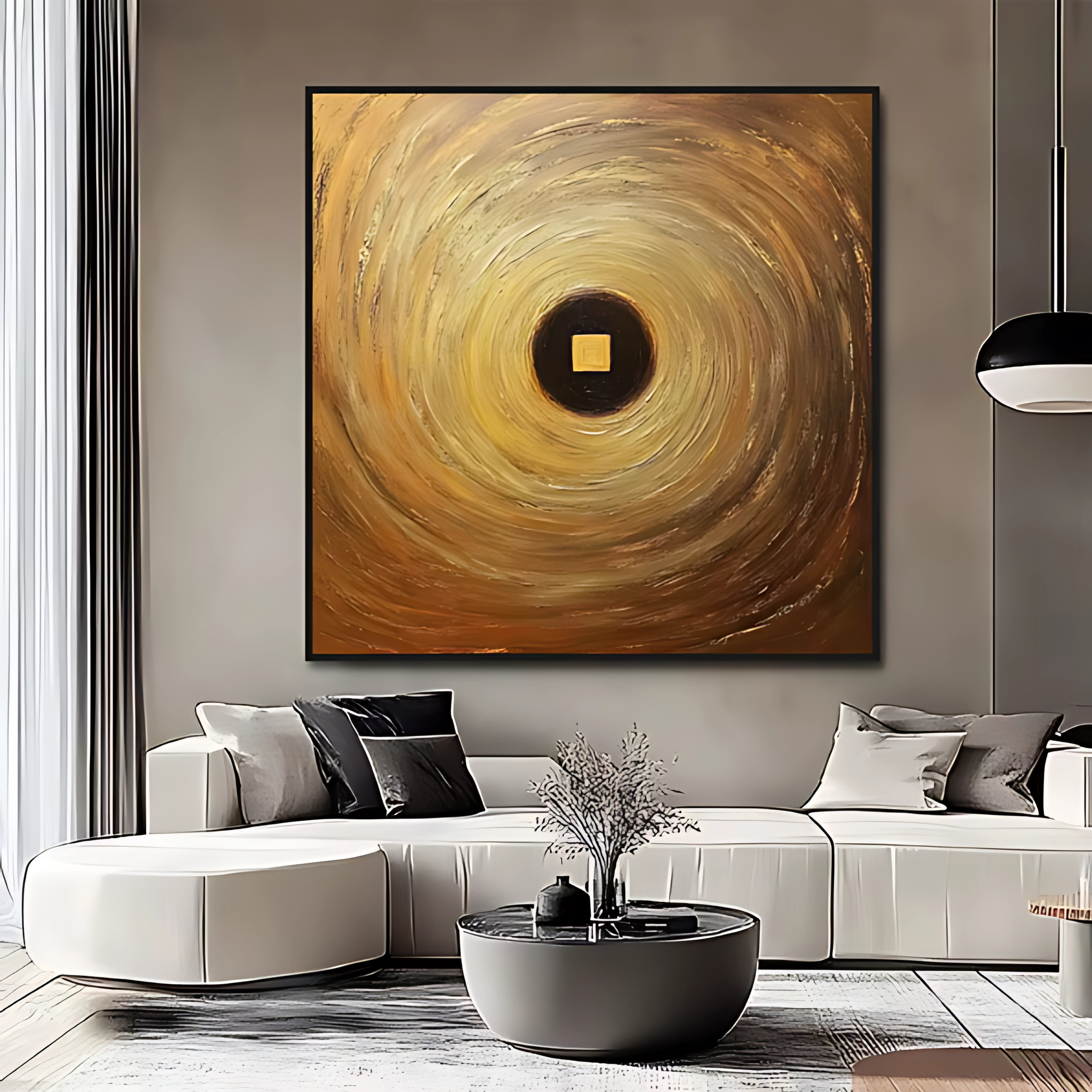 Original Painting : Gold Circle - Gold Painting on Canvas