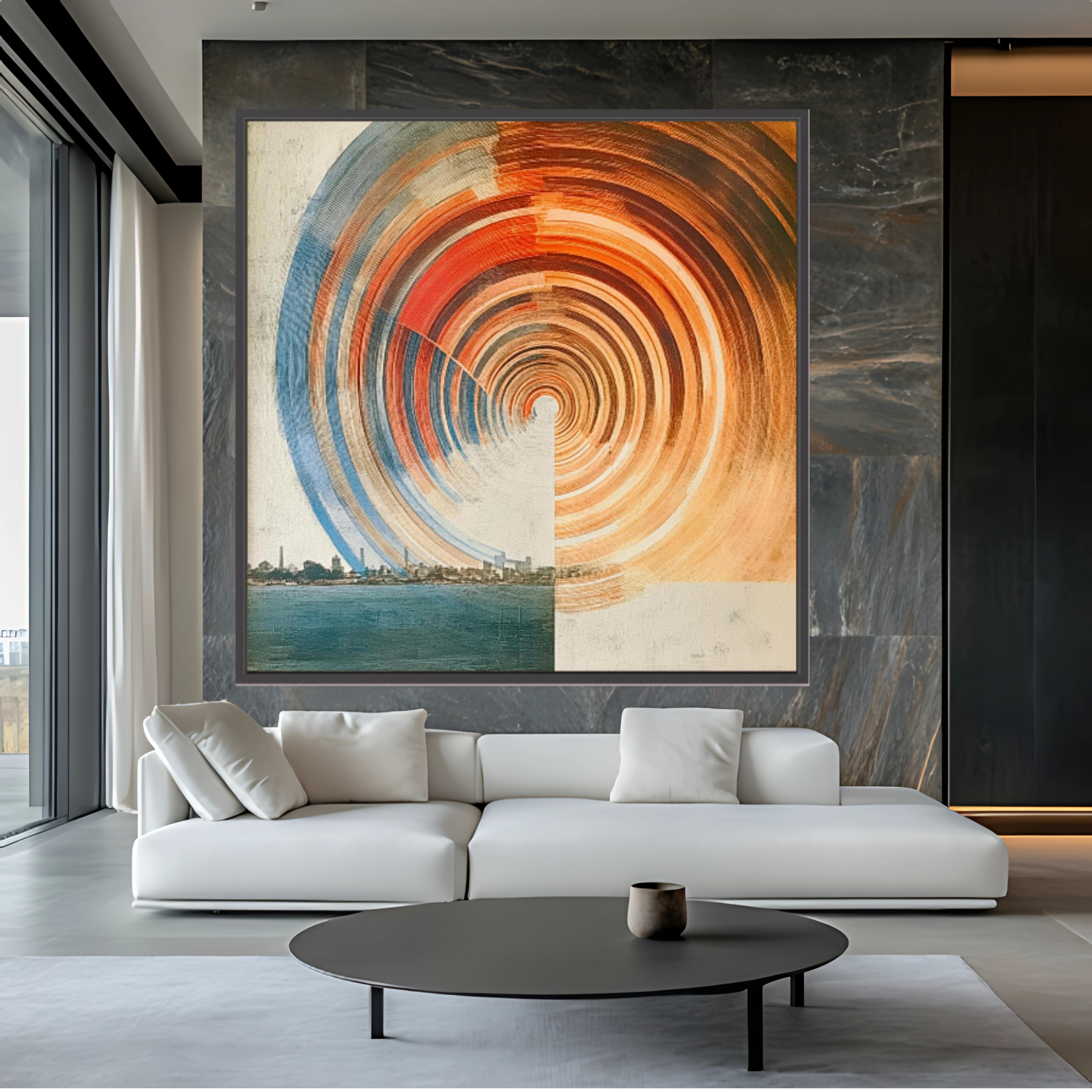 Canvas Print: "Urban Vortex" – Abstract Cityscape & Geometric Motion Art