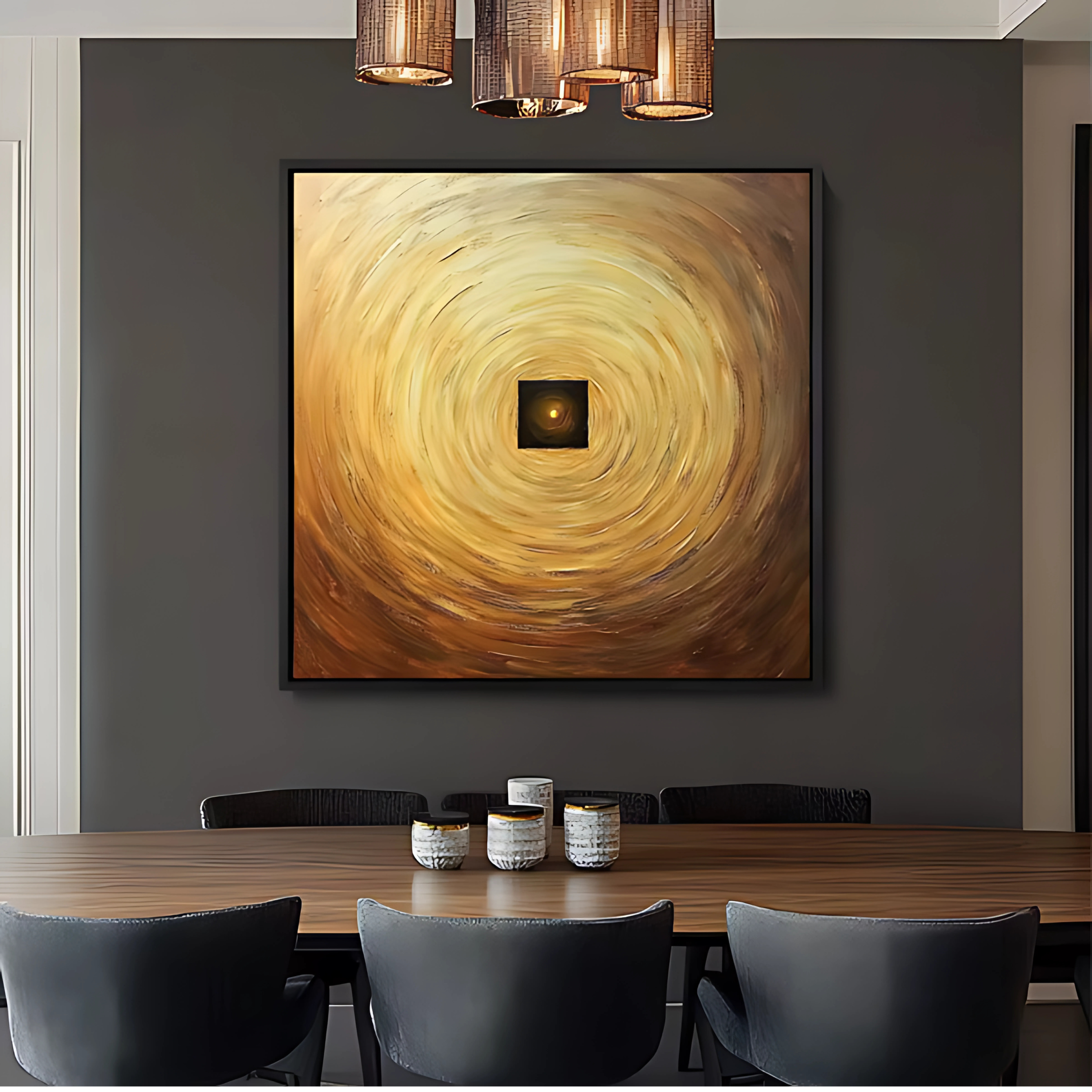 Original Painting : Gold Circle - Gold Painting on Canvas