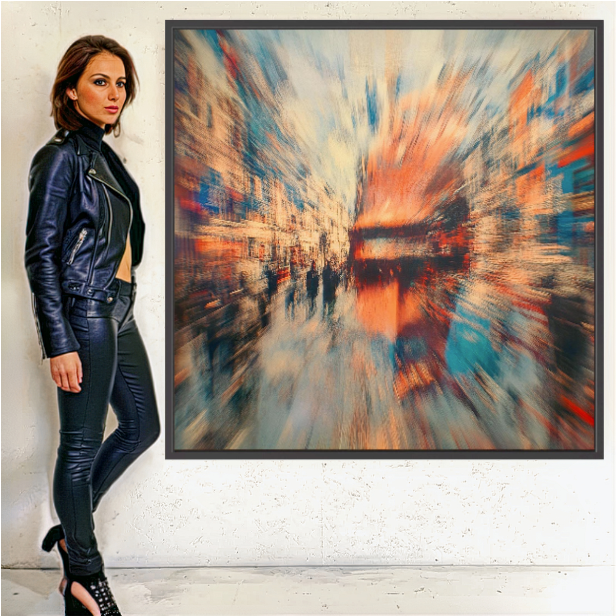 Canvas Print : Abstract Urban Motion Canvas Art - Vibrant Cityscape Blur - Chiara Rossetti