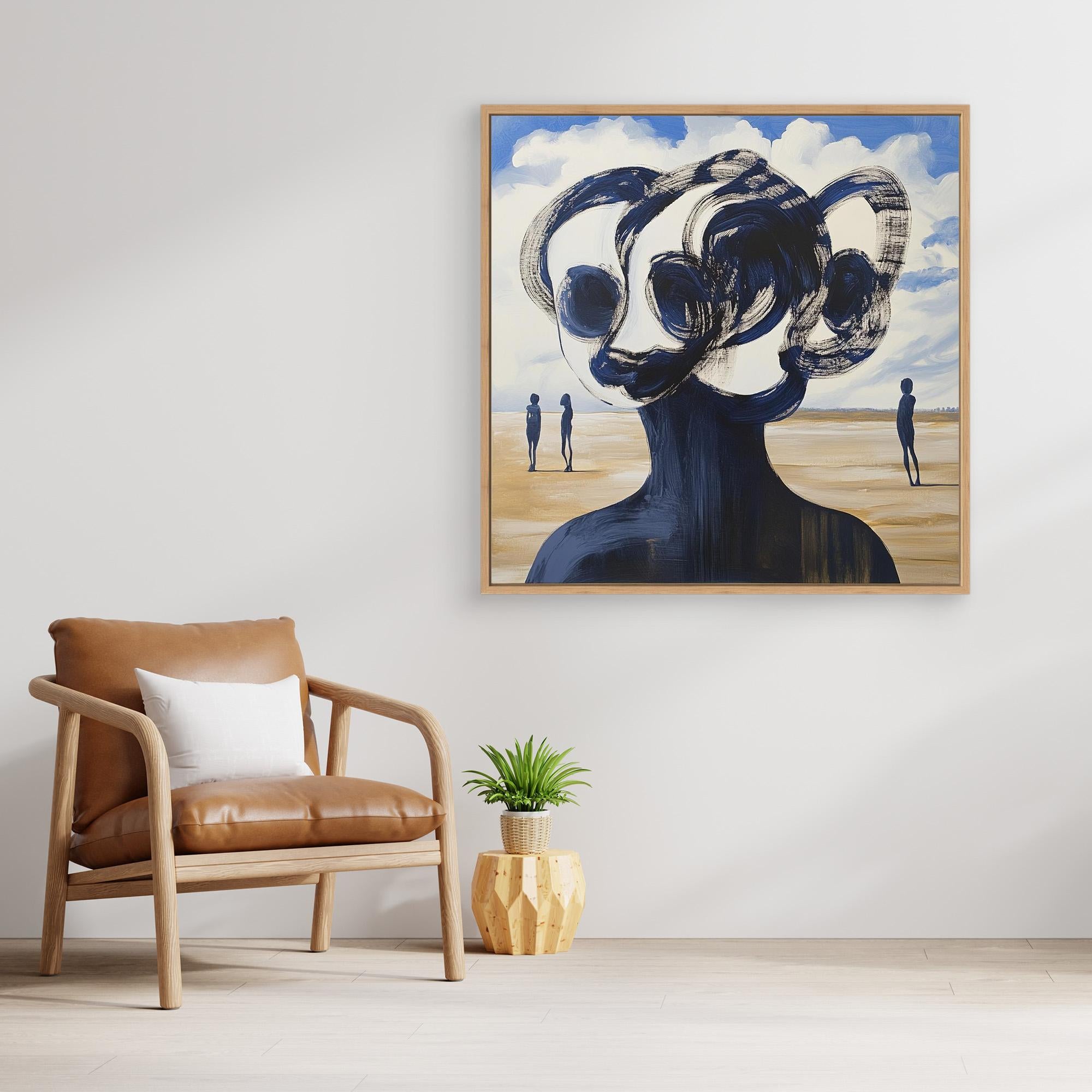 "Whispers of the Dunes" - Surreal Abstract Print Art | Blue and White Minimalist Portrait | Modern Wall Decor for Contemporary Spaces | Unique Artistic Print