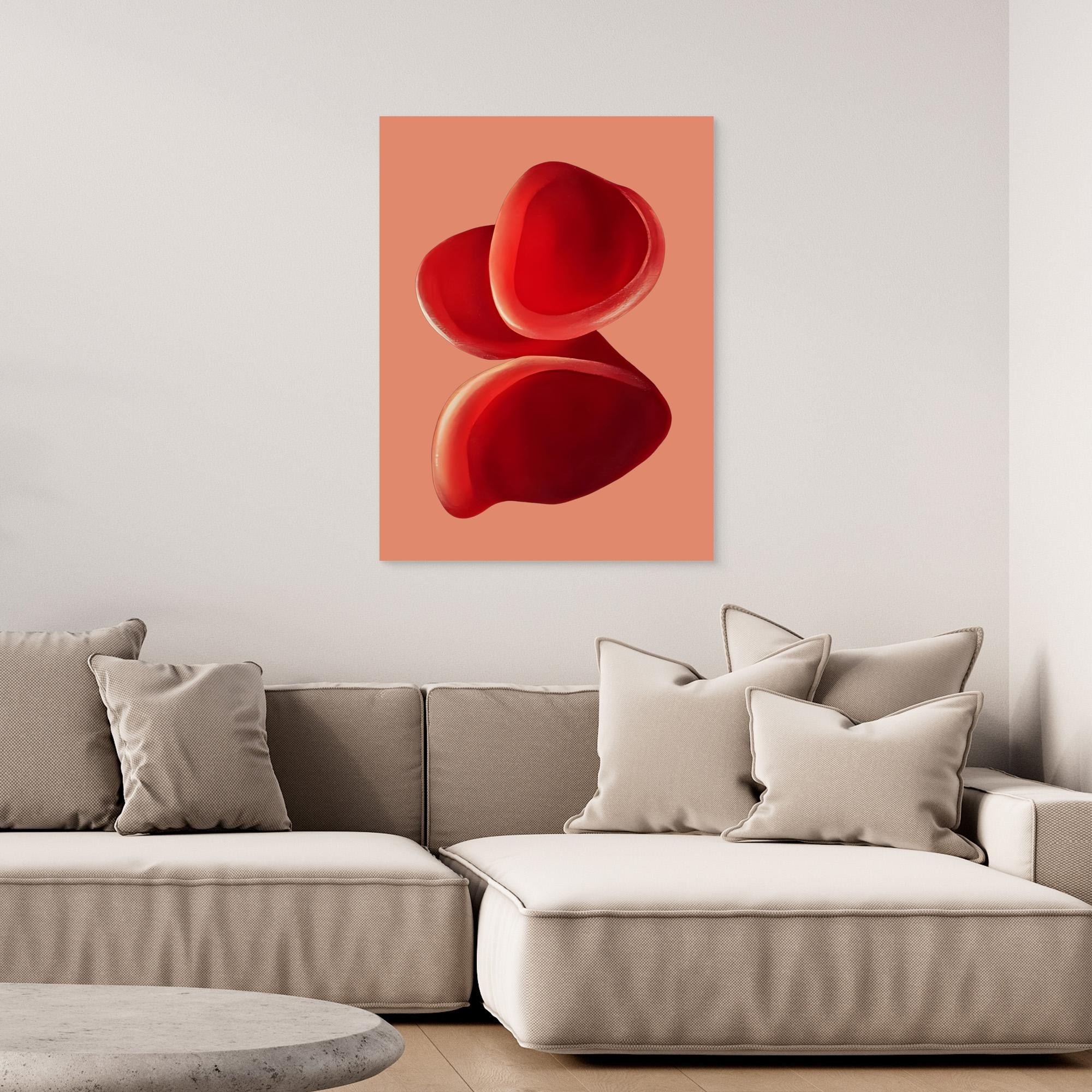 Canvas Print: "Crimson Petal Flow" - Abstract Floral Art