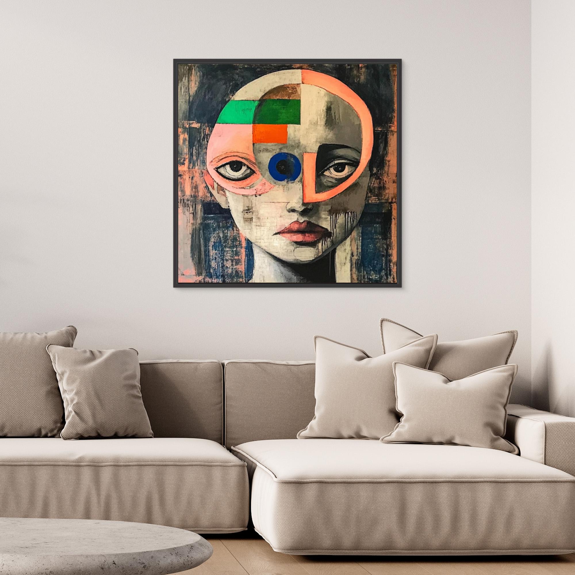 Canvas Print : Fragmented Vision - Modern Surreal Face Art Print – Colorful Abstract Wall Decor