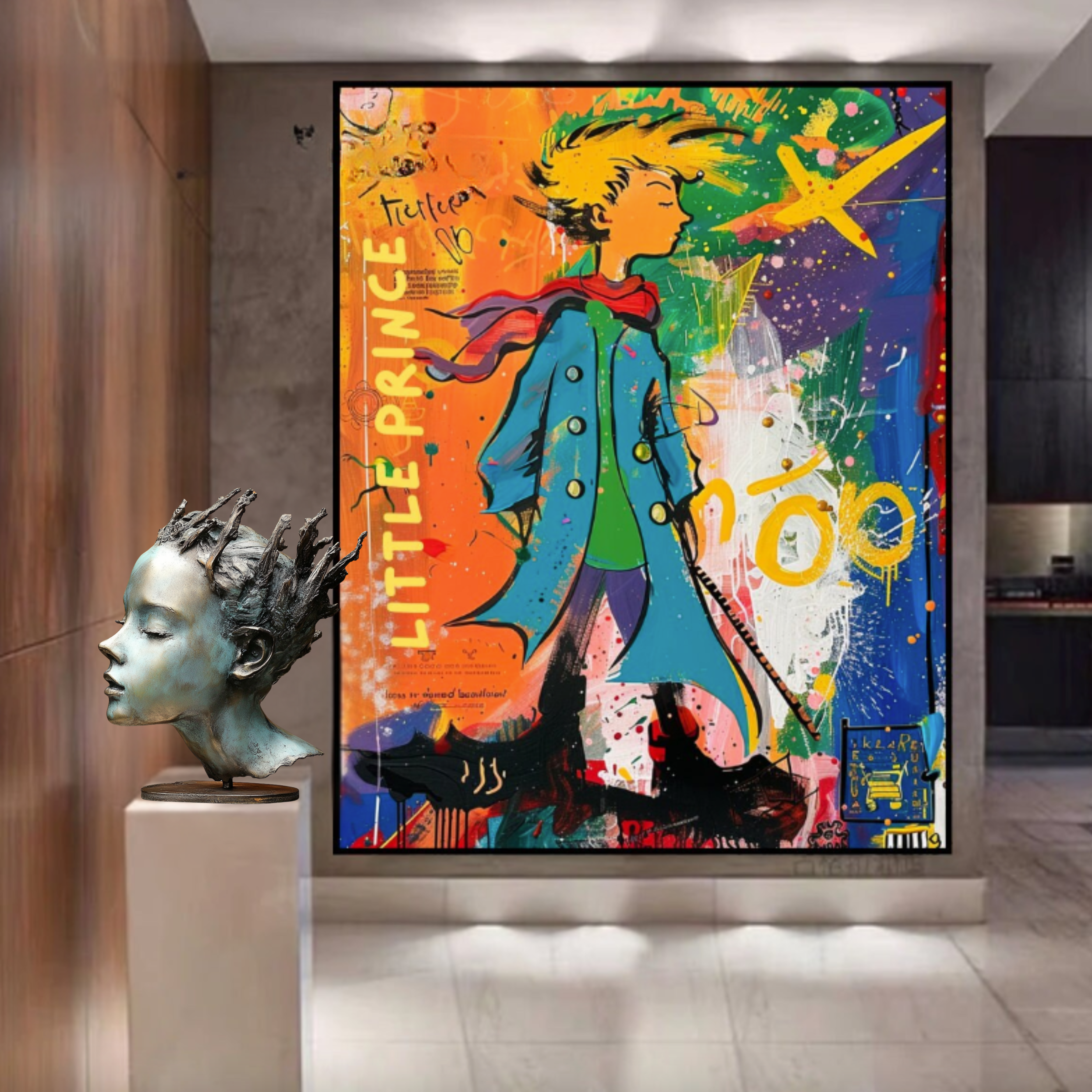 Original Painting : The Little Prince Acrylic Painting – Modern Graffiti Wall Art