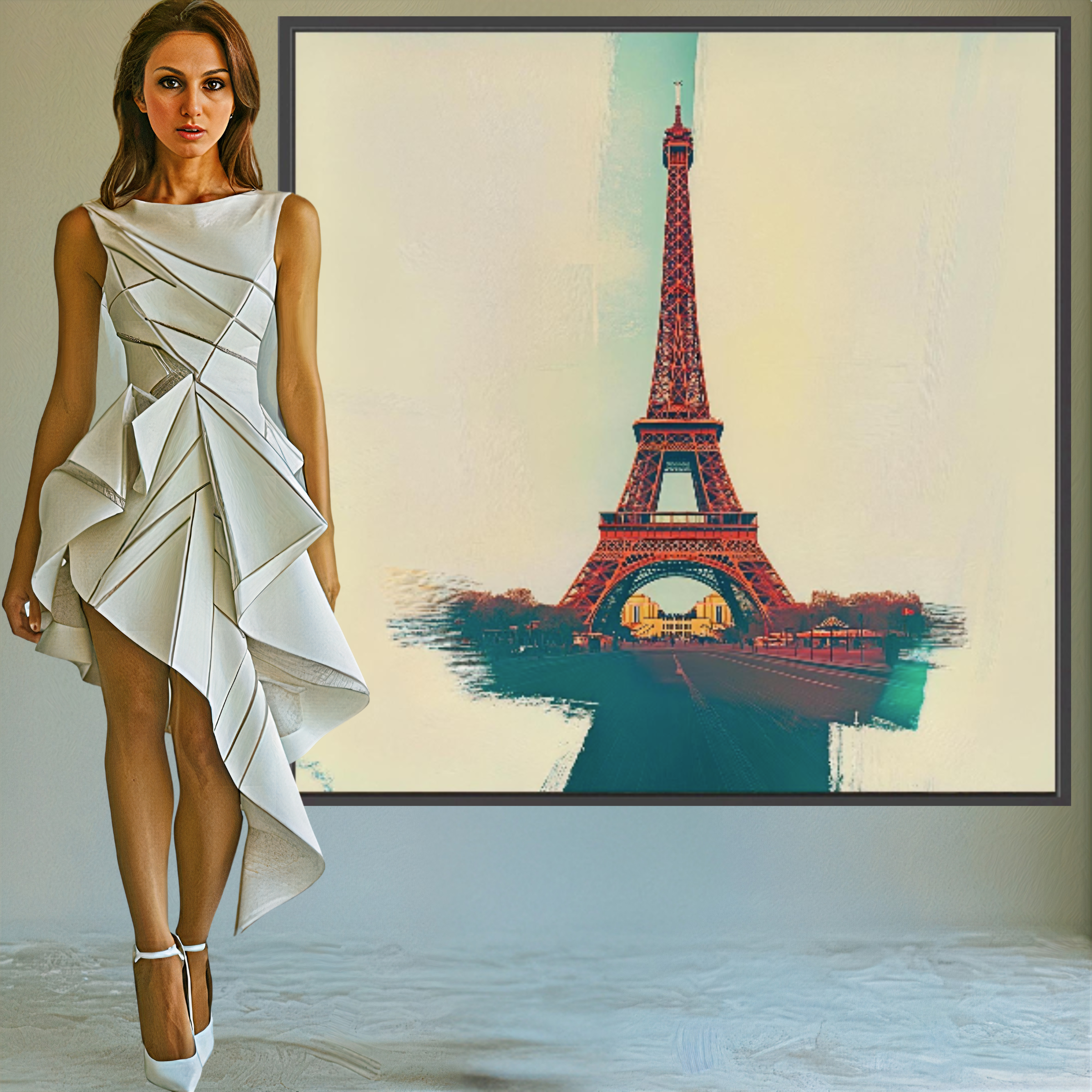 Canvas Print: Eiffel Tower Canvas Print -Eiffel Tower Artwork - Chiara Rossetti