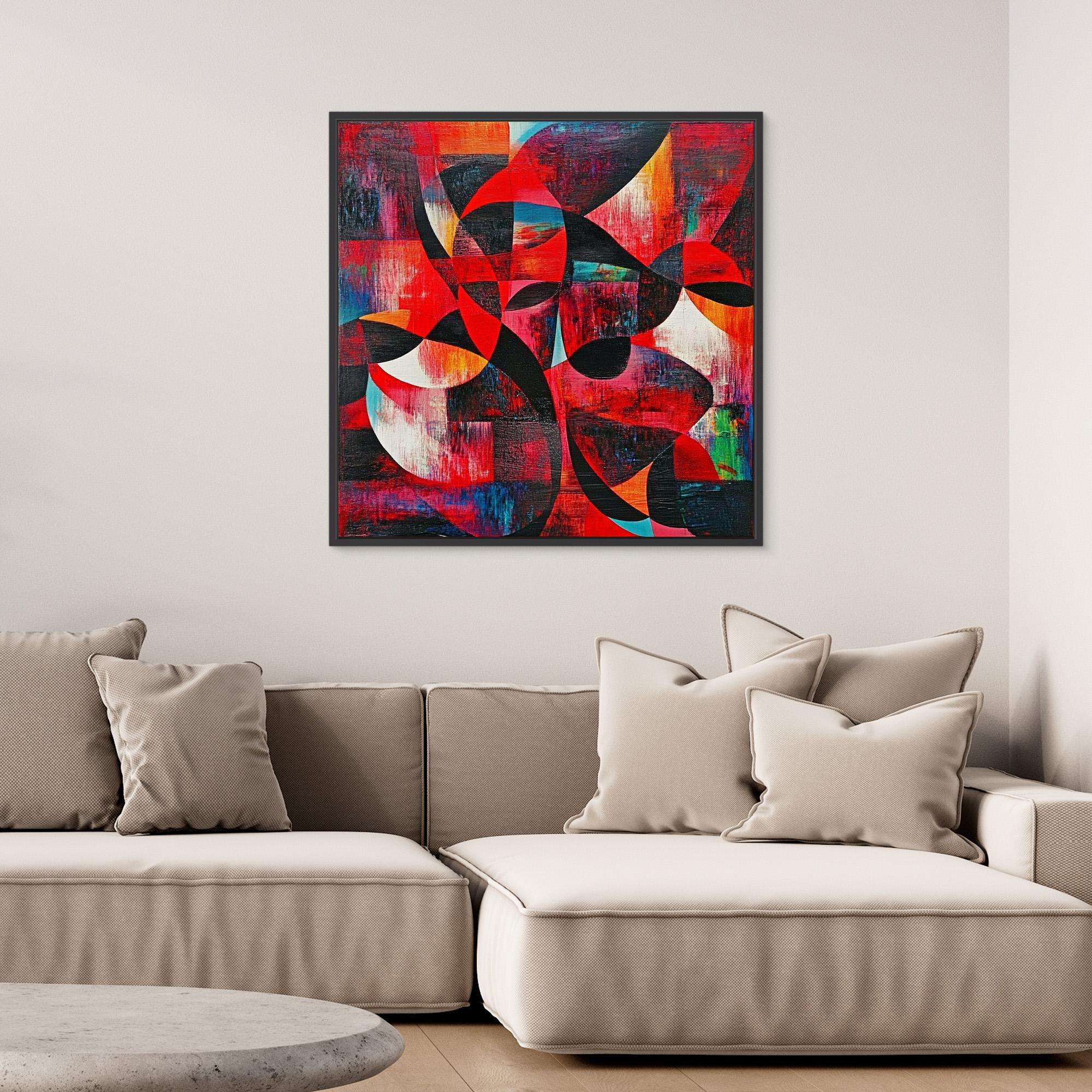 Canvas Print : Rhythms in Red | Abstract Geometric Wall Art | Modern Canvas