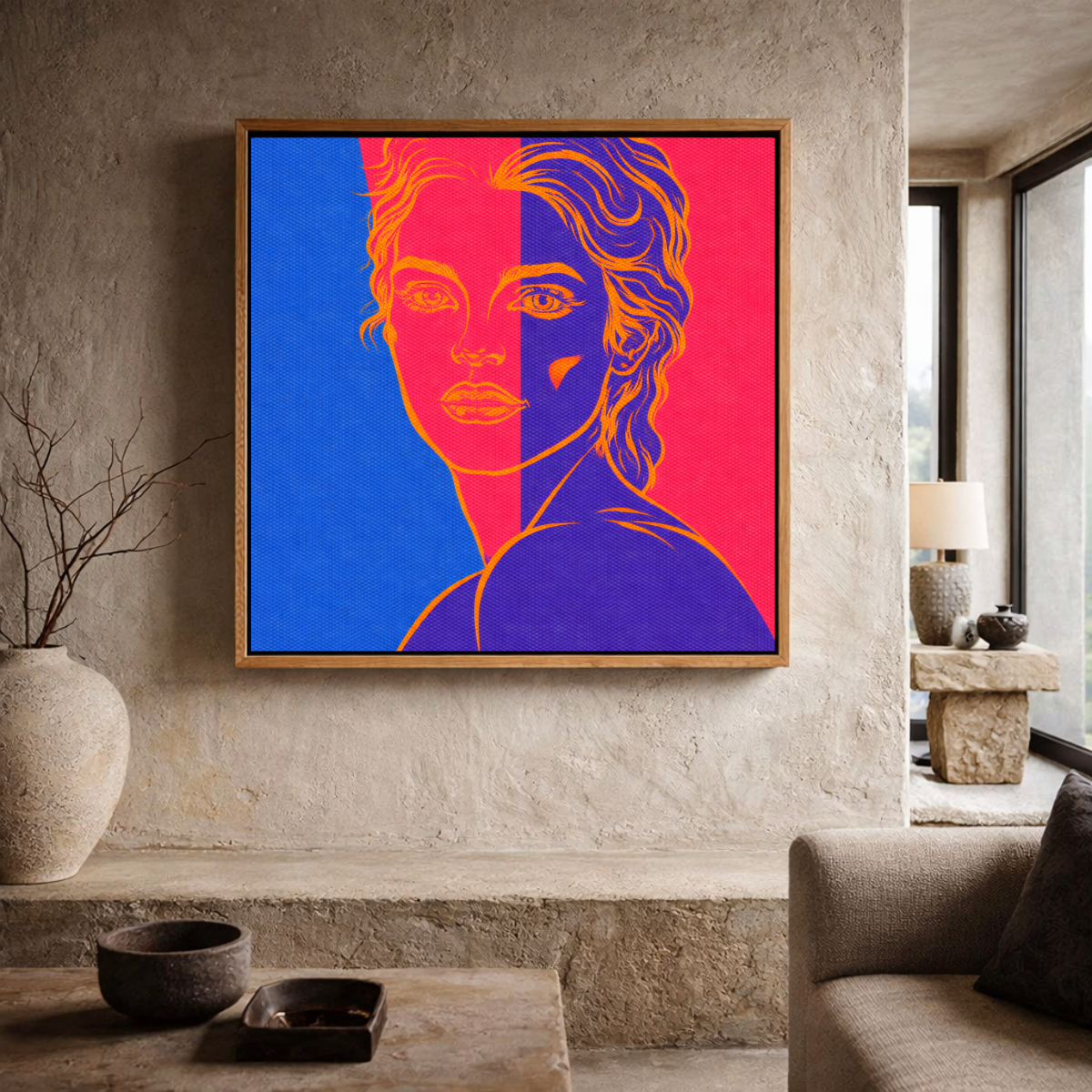 Pop Art Prints for Living Room - Neon Muse Portrait