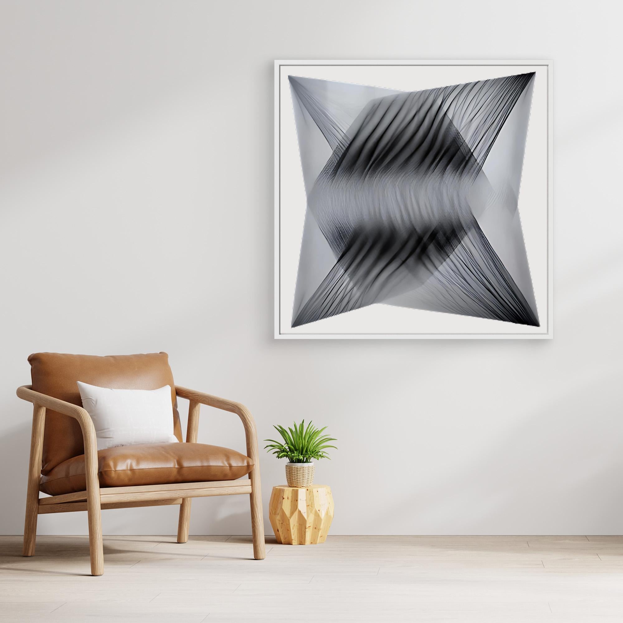 Canvas Print: "Dimensional Flow" - Abstract Monochrome Wall Art
