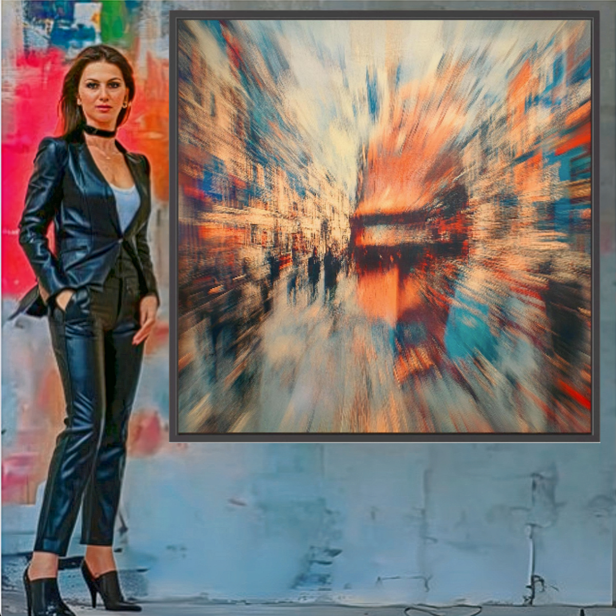 Canvas Print : Abstract Urban Motion Canvas Art - Vibrant Cityscape Blur - Chiara Rossetti