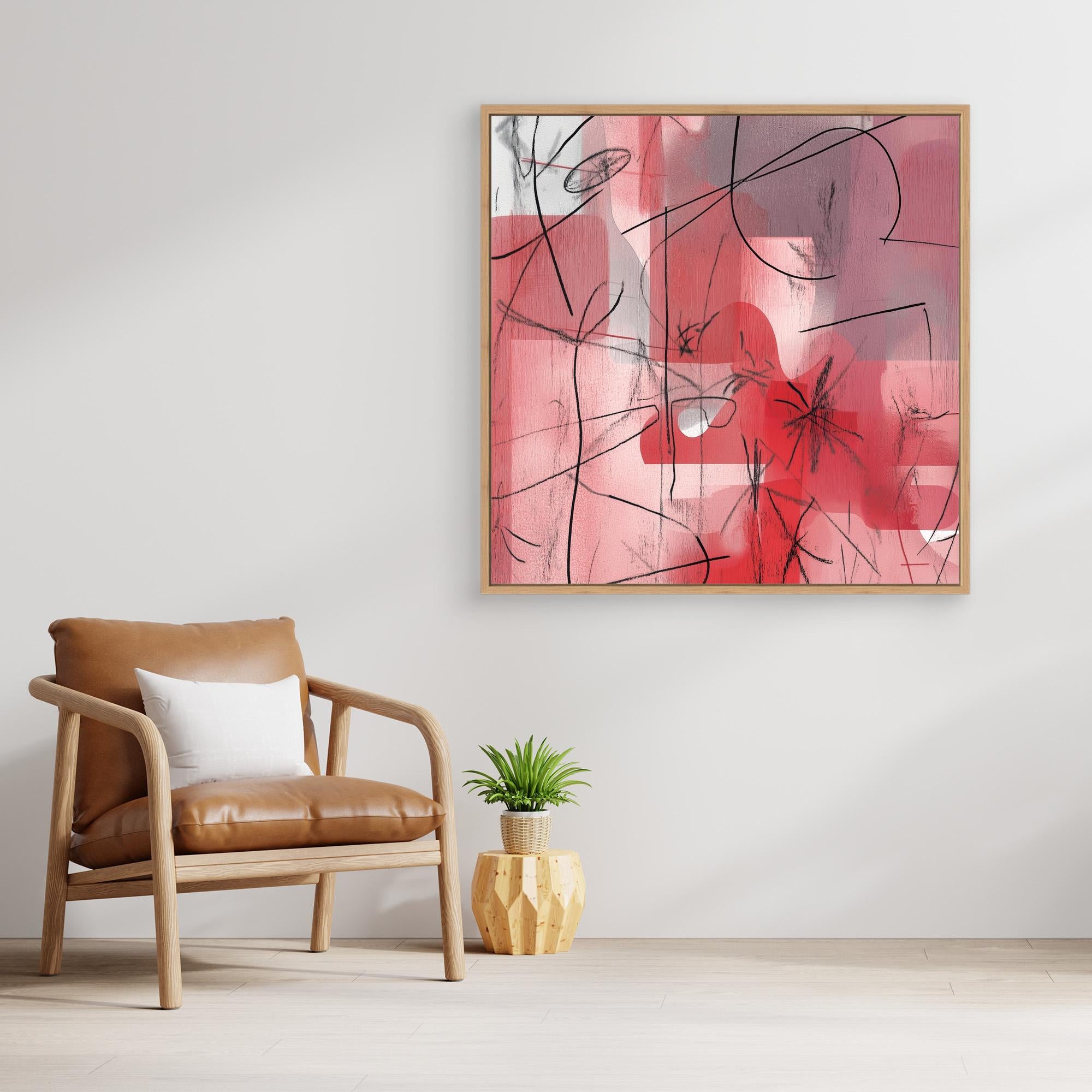 Canvas Print: Scarlet Whispers - Abstract Minimalist Line Art