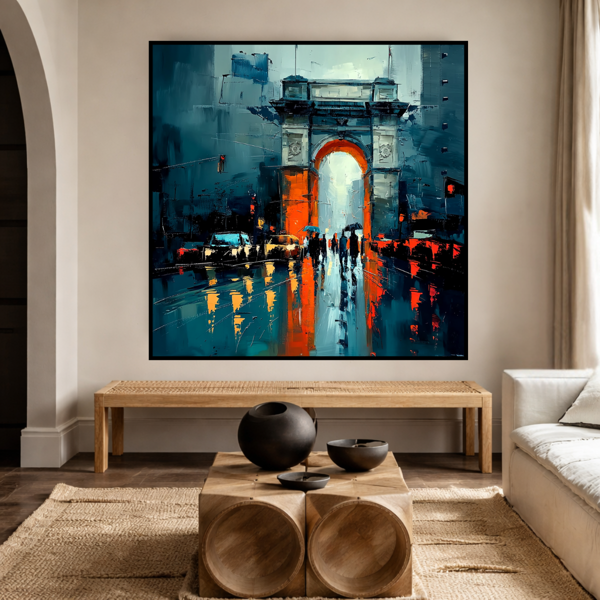 Abstract cityscape painting