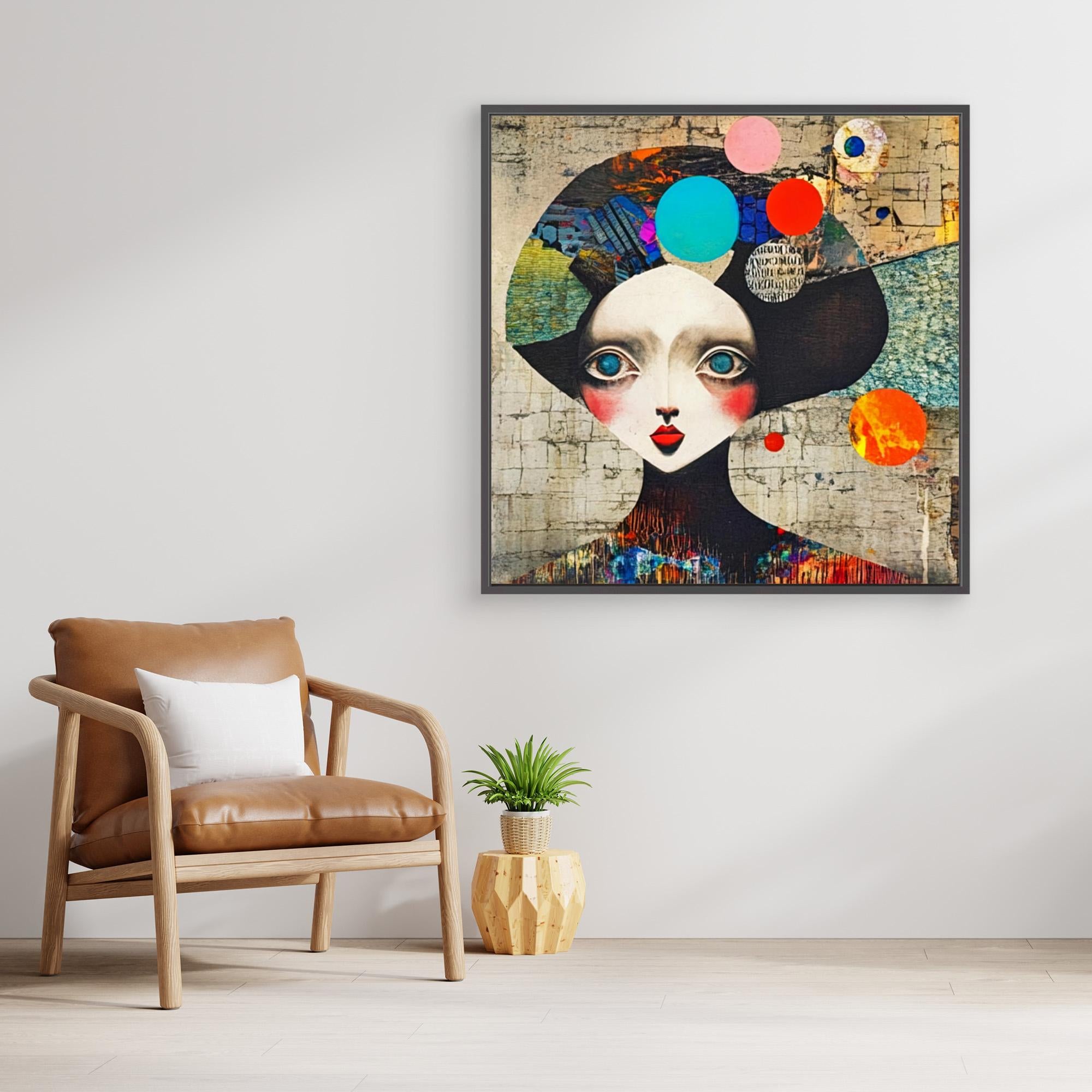 Original Painting : "Whimsical Vision" - Abstract Portrait Print | Vibrant Surreal Wall Art