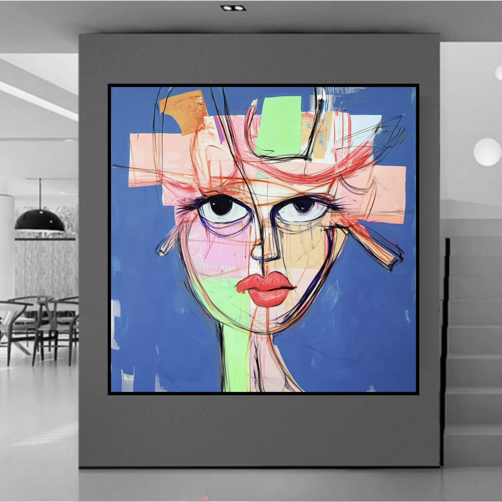 Original Painting : Bold Abstract Portrait: Handmade Colorful Contemporary Artwork - Chiara Rossetti