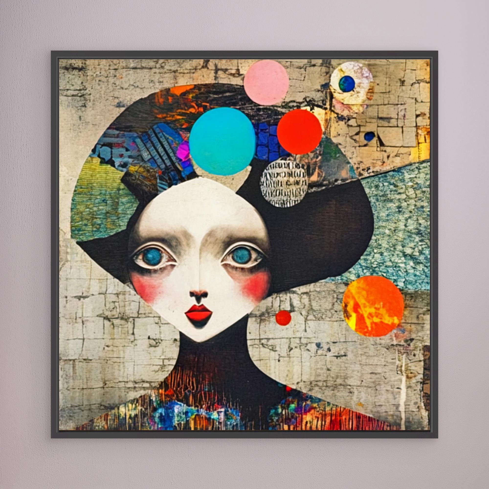 Original Painting : "Whimsical Vision" - Abstract Portrait Print | Vibrant Surreal Wall Art