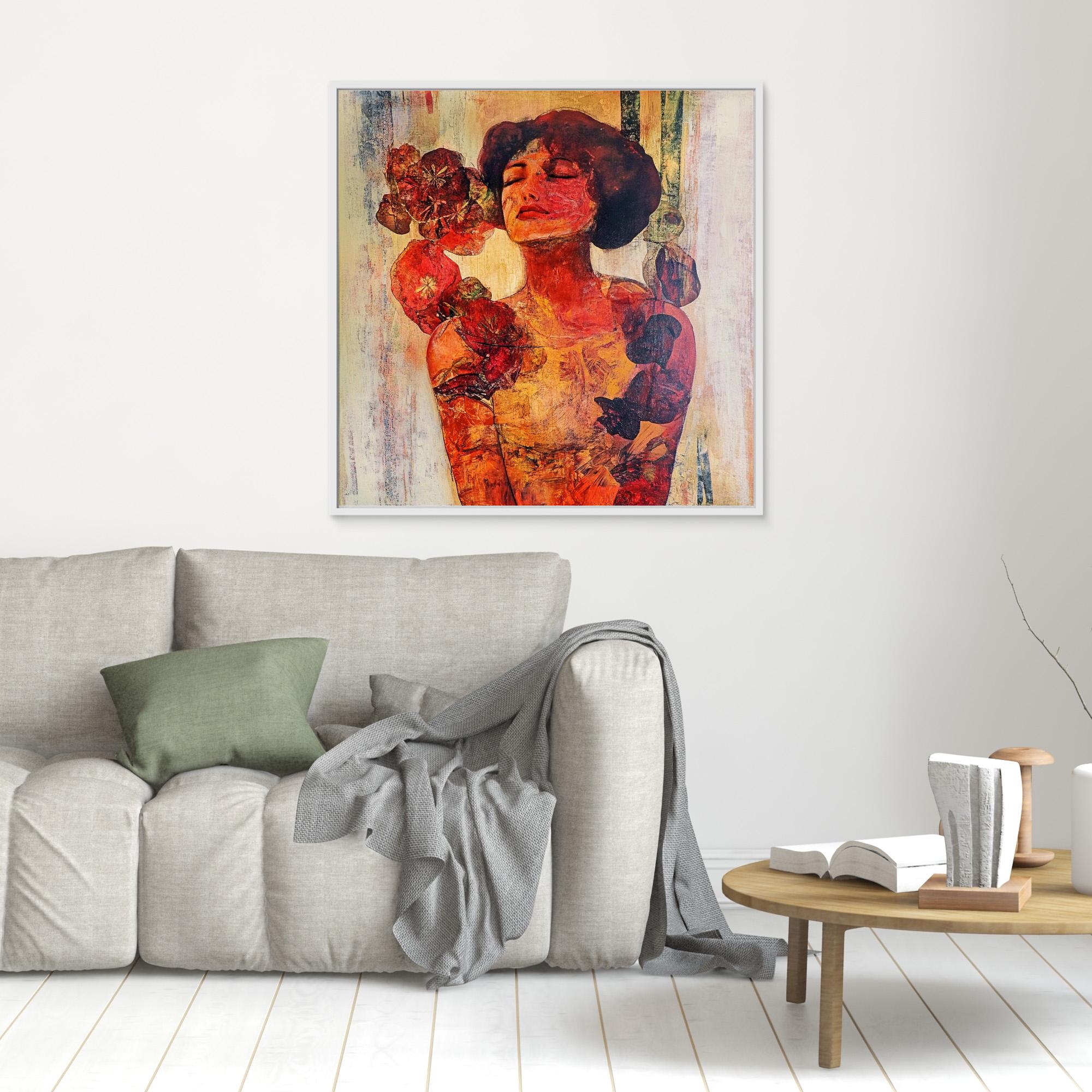 Canvas Print : Radiant Serenity – Vintage Floral Portrait Wall Art