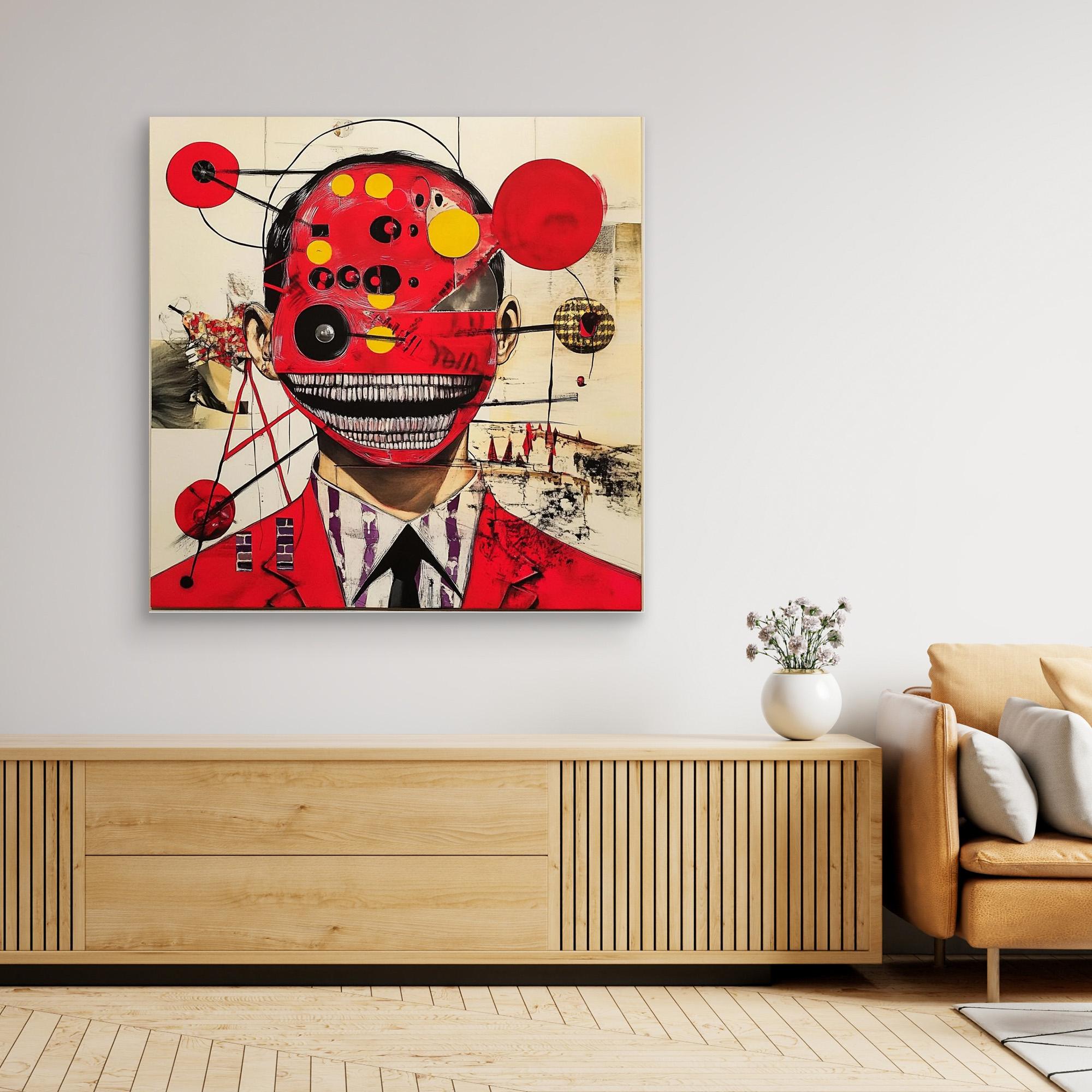 Canvas Print : Crimson Chaos - Surreal Red Abstract Art Print – Modern Mixed Media Wall Decor