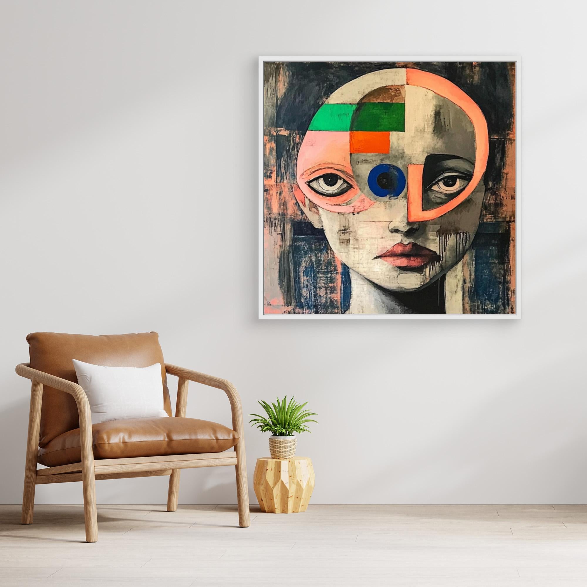 Canvas Print : Fragmented Vision - Modern Surreal Face Art Print – Colorful Abstract Wall Decor