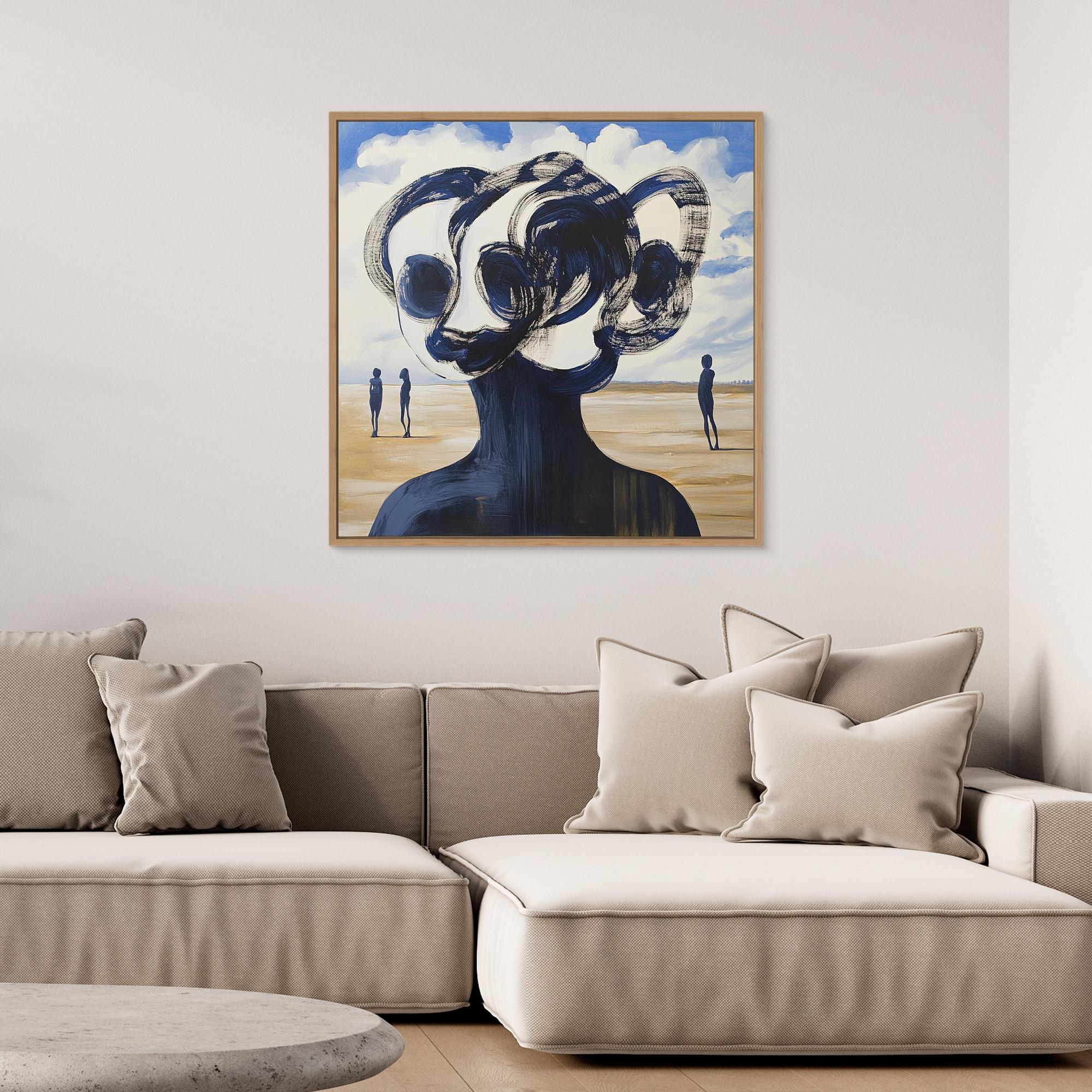 "Whispers of the Dunes" - Surreal Abstract Print Art | Blue and White Minimalist Portrait | Modern Wall Decor for Contemporary Spaces | Unique Artistic Print