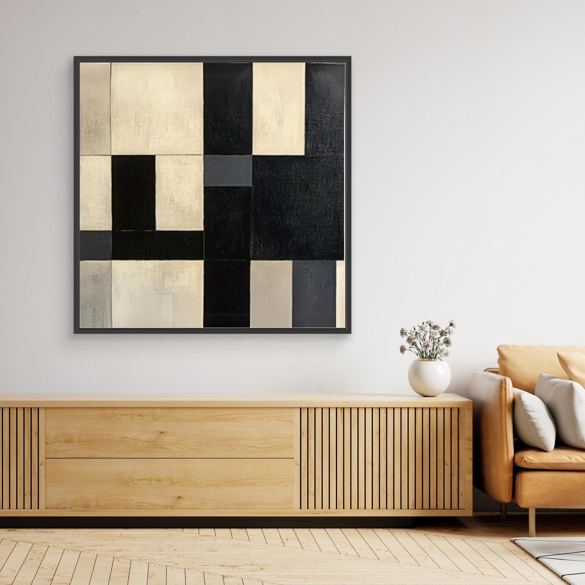 Canvas Print : Monochrome Symphony - Modern Abstract Black & White Canvas Art