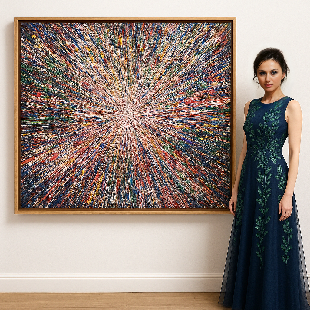 Canvas Print: "Galactic Energy Burst" - Abstract Explosion Wall Art - Chiara Rossetti