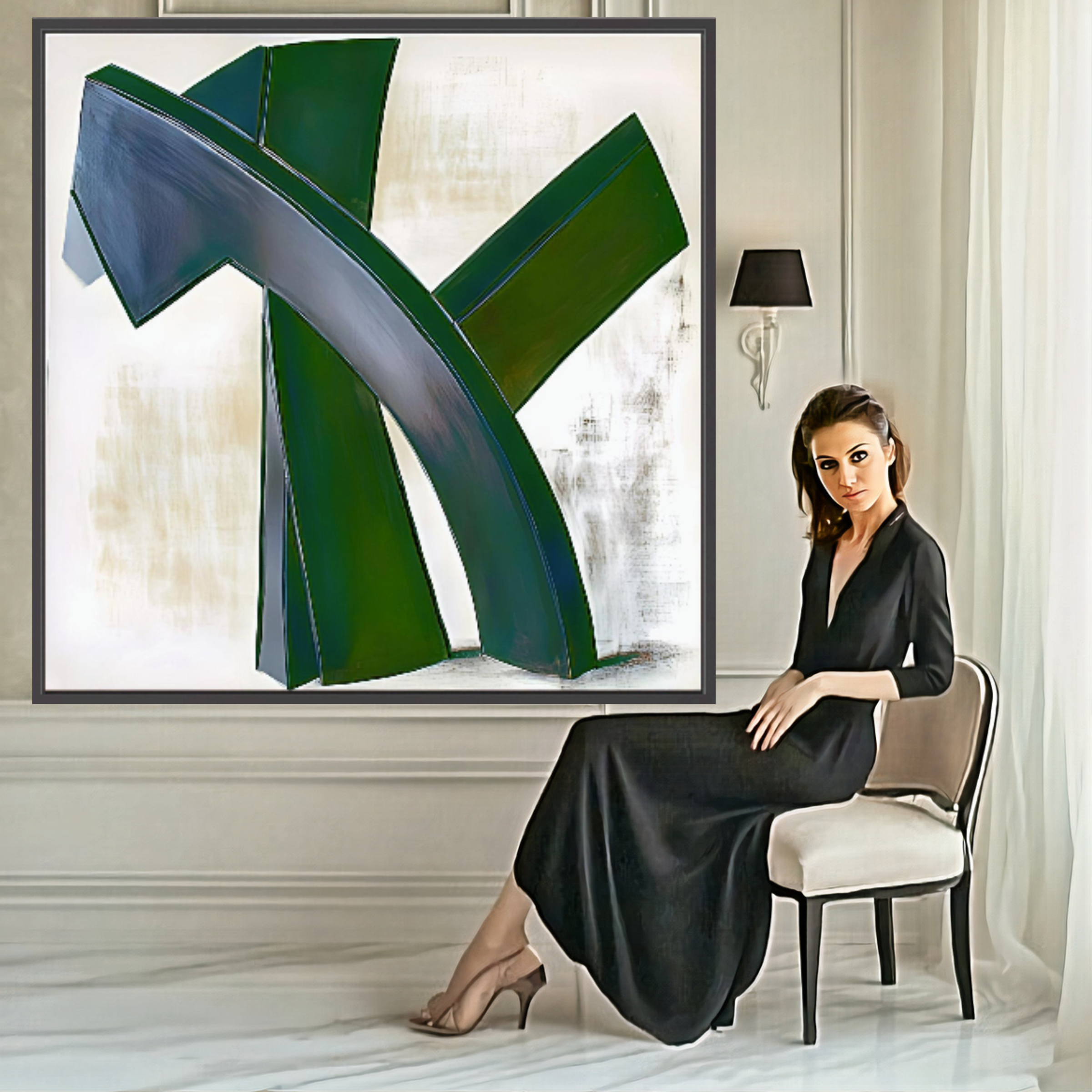 Canvas Print: Emerald Motion - Abstract Modern Wall Art