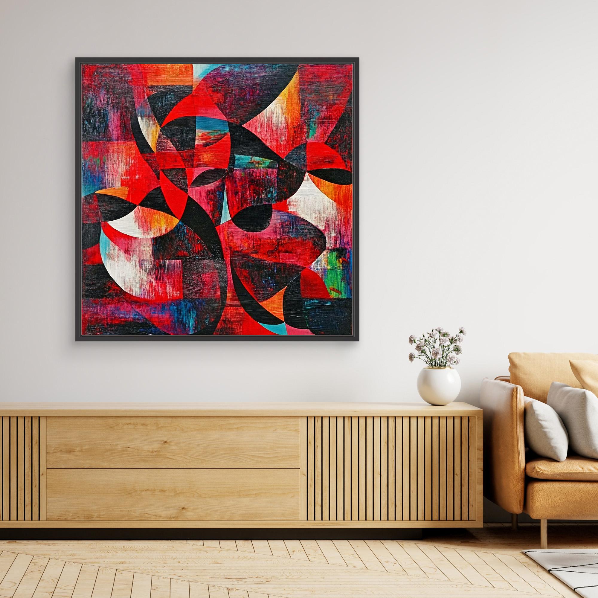 Canvas Print : Rhythms in Red | Abstract Geometric Wall Art | Modern Canvas