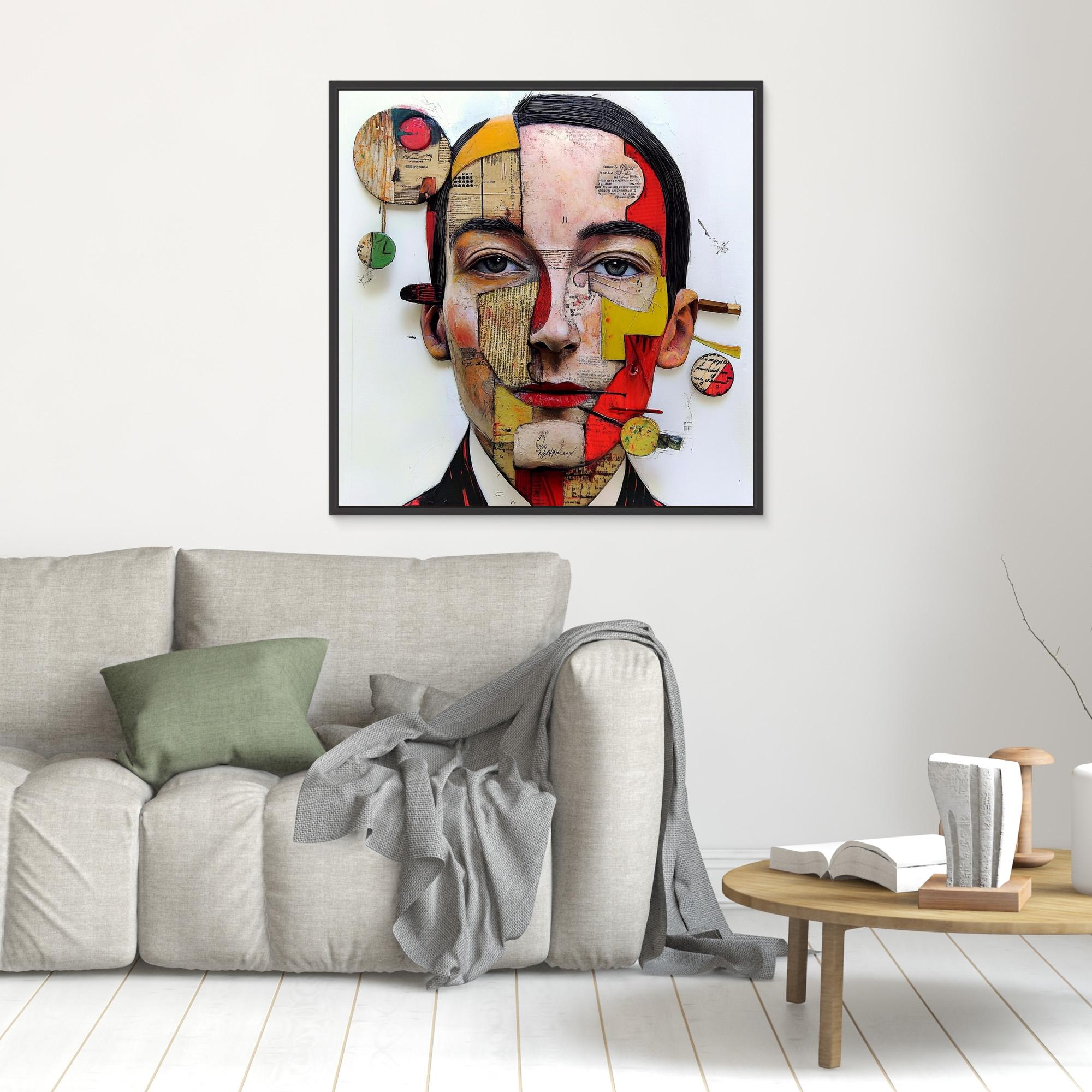 Canvas Print : Fragmented Essence - Mixed Media Surreal Portrait Art Print – Modern Abstract Wall Decor