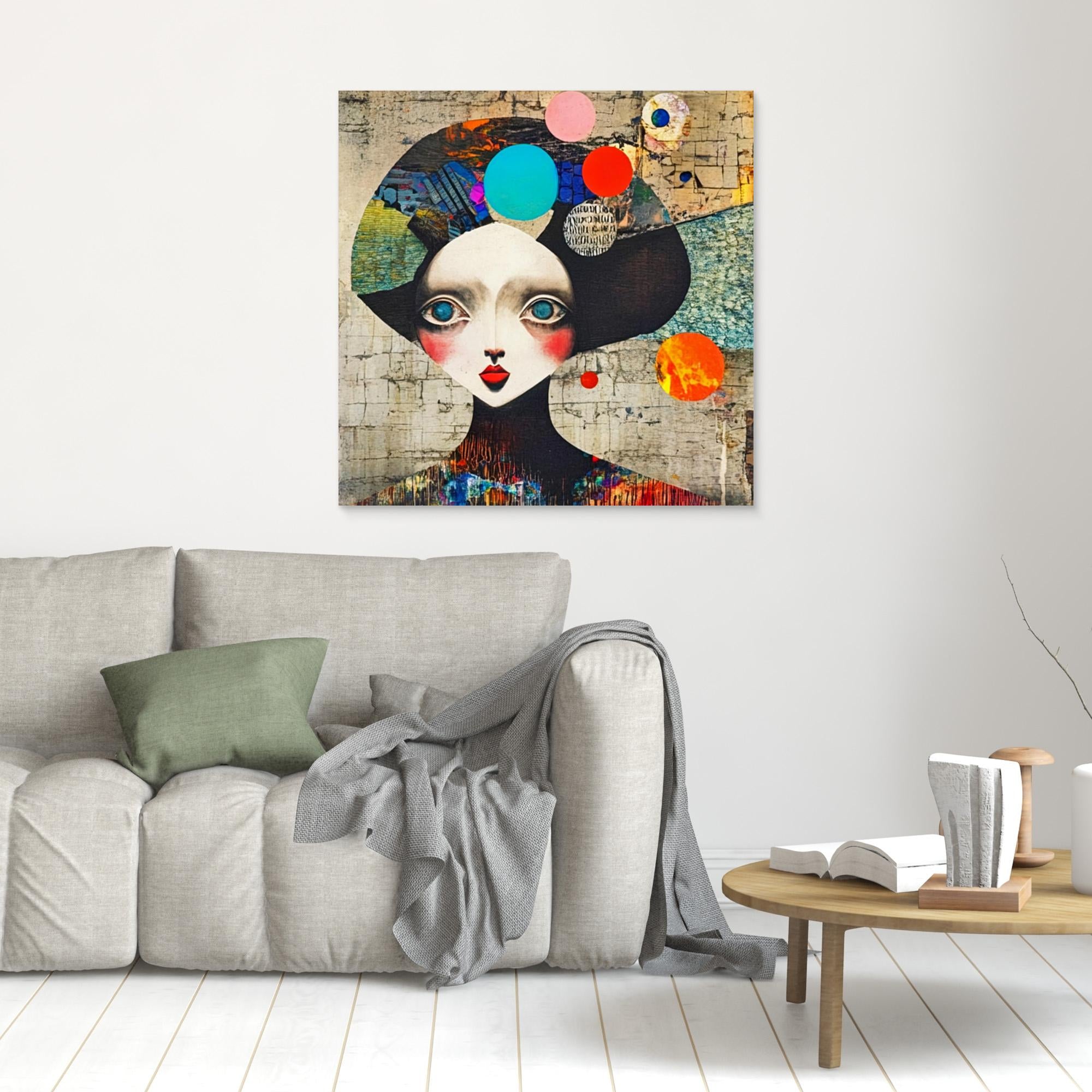 Original Painting : "Whimsical Vision" - Abstract Portrait Print | Vibrant Surreal Wall Art