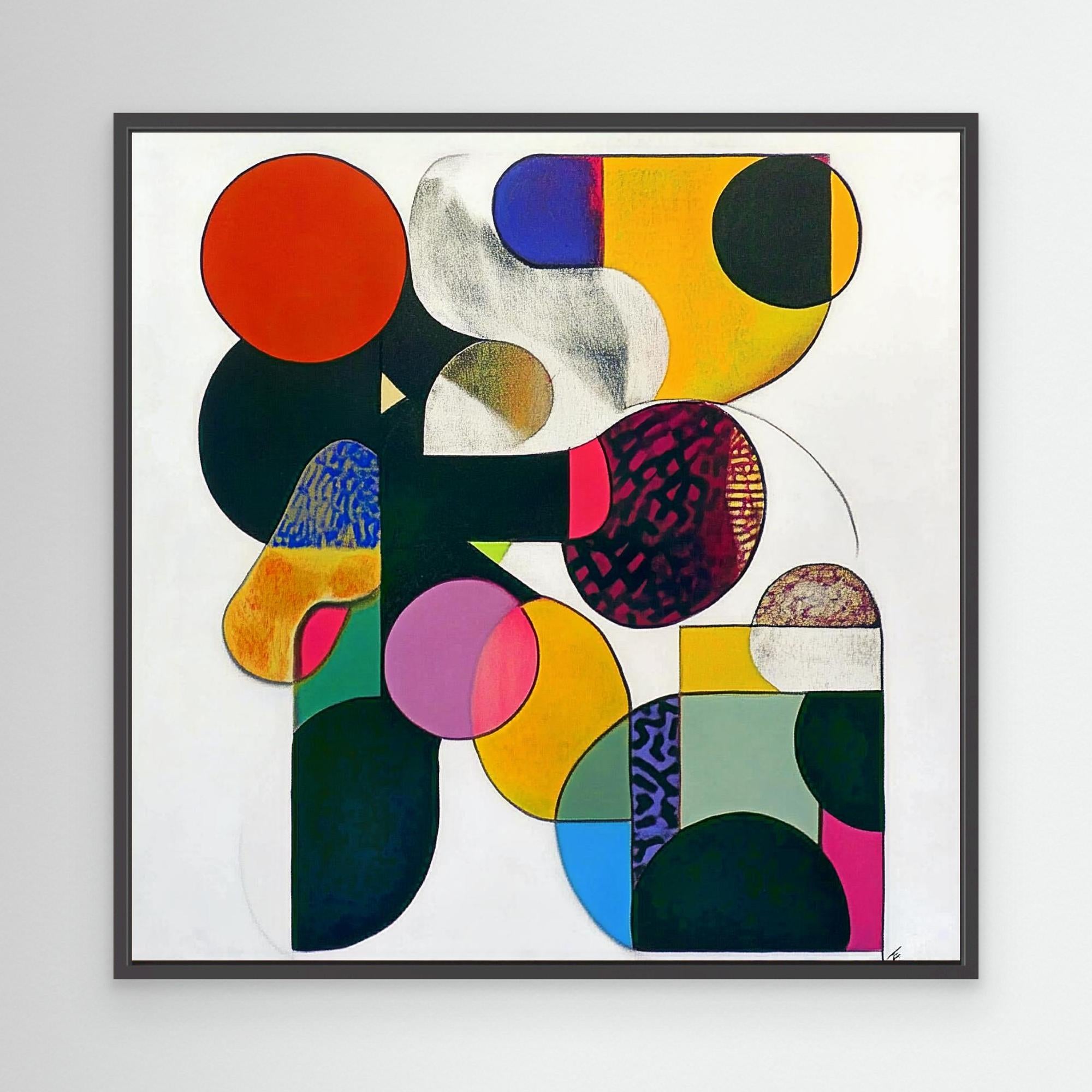 Vibrant geometric abstract wall art print for modern decor