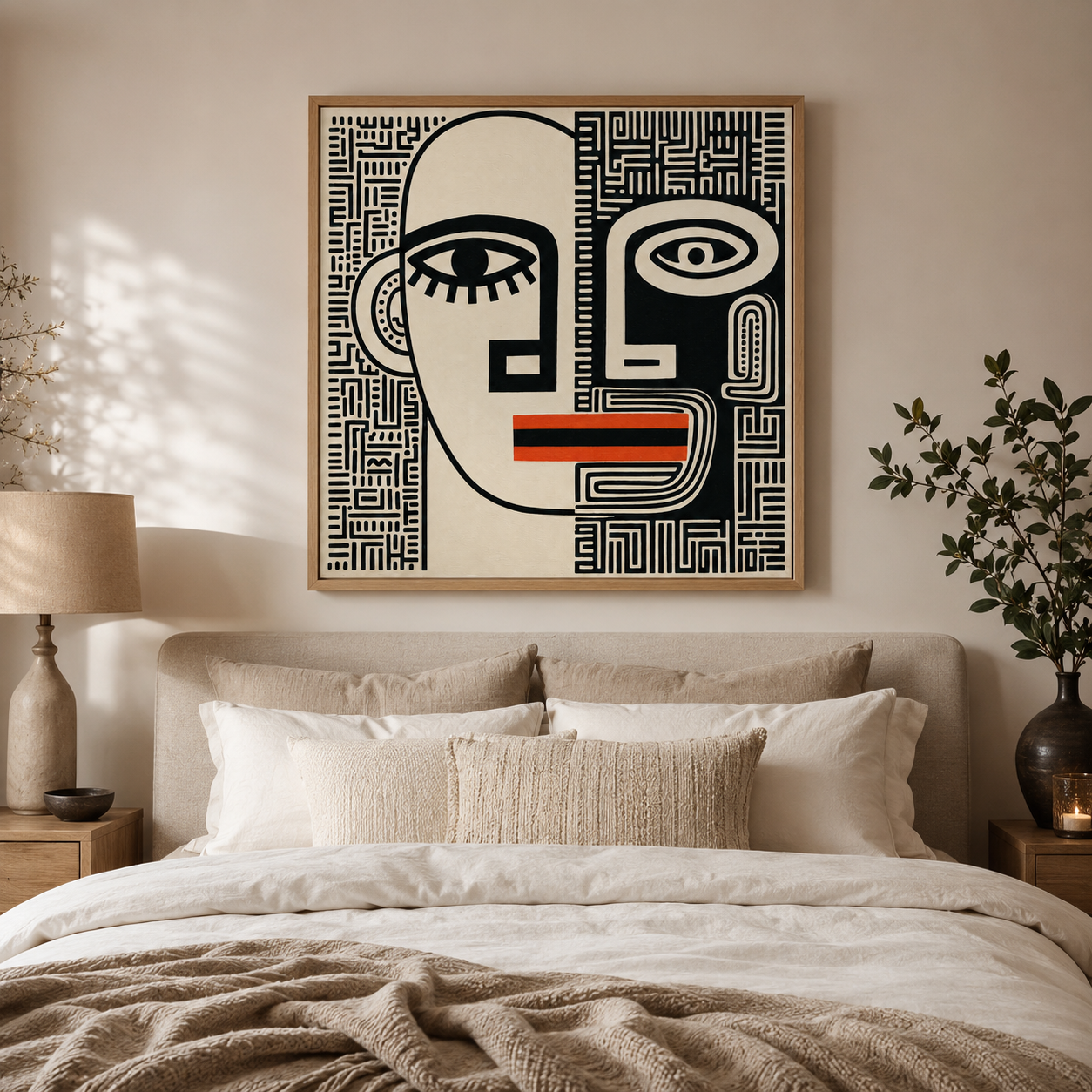 Black and White Framed Canvas Print — Cipher by Rossetti Art