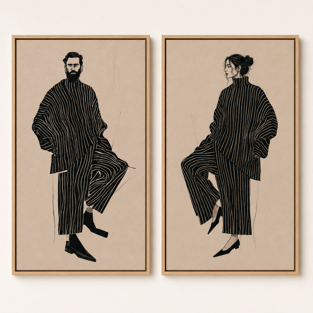 Atelier Duo Fashion Illustration Wall Art – Set of 2 Canvas Prints by Rossetti Art