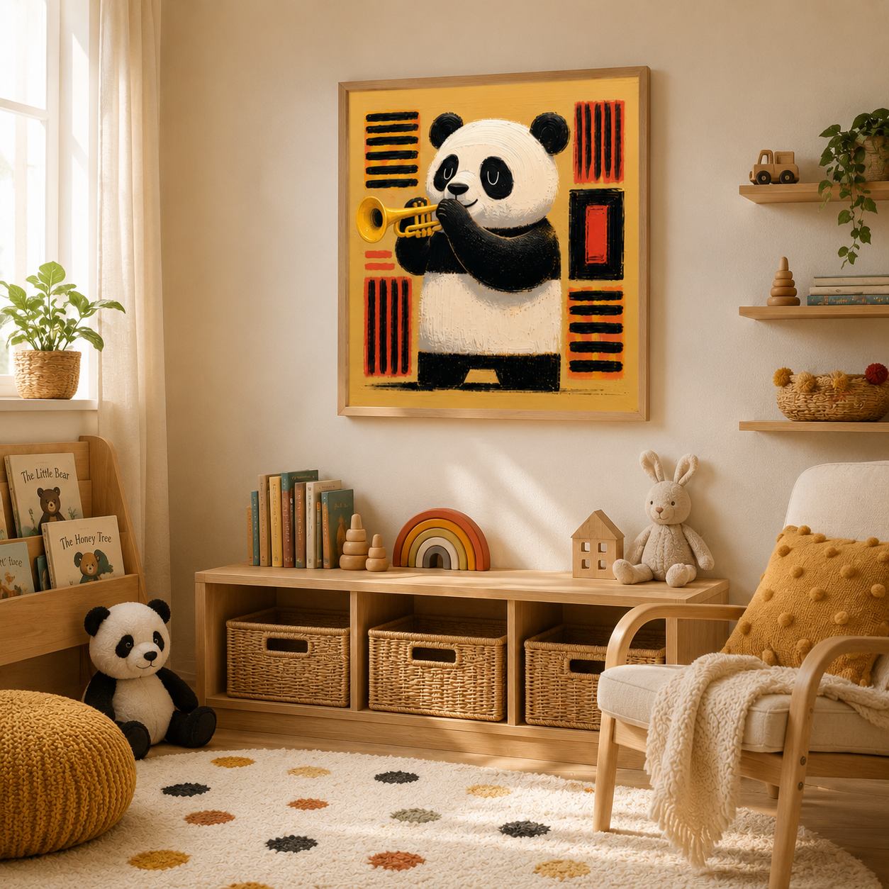 Panda Wall Art Nursery Canvas Print Set of 3 — Panda Band by Rossetti Art