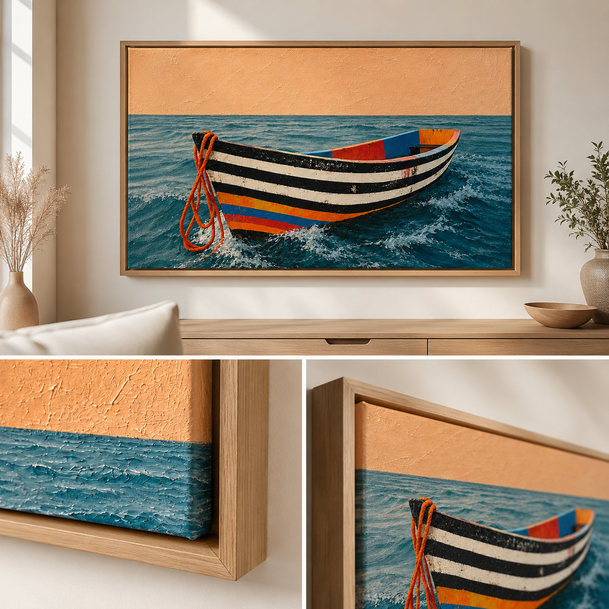 Coastal Wall Art Framed Canvas — Calanque | Rossetti Art